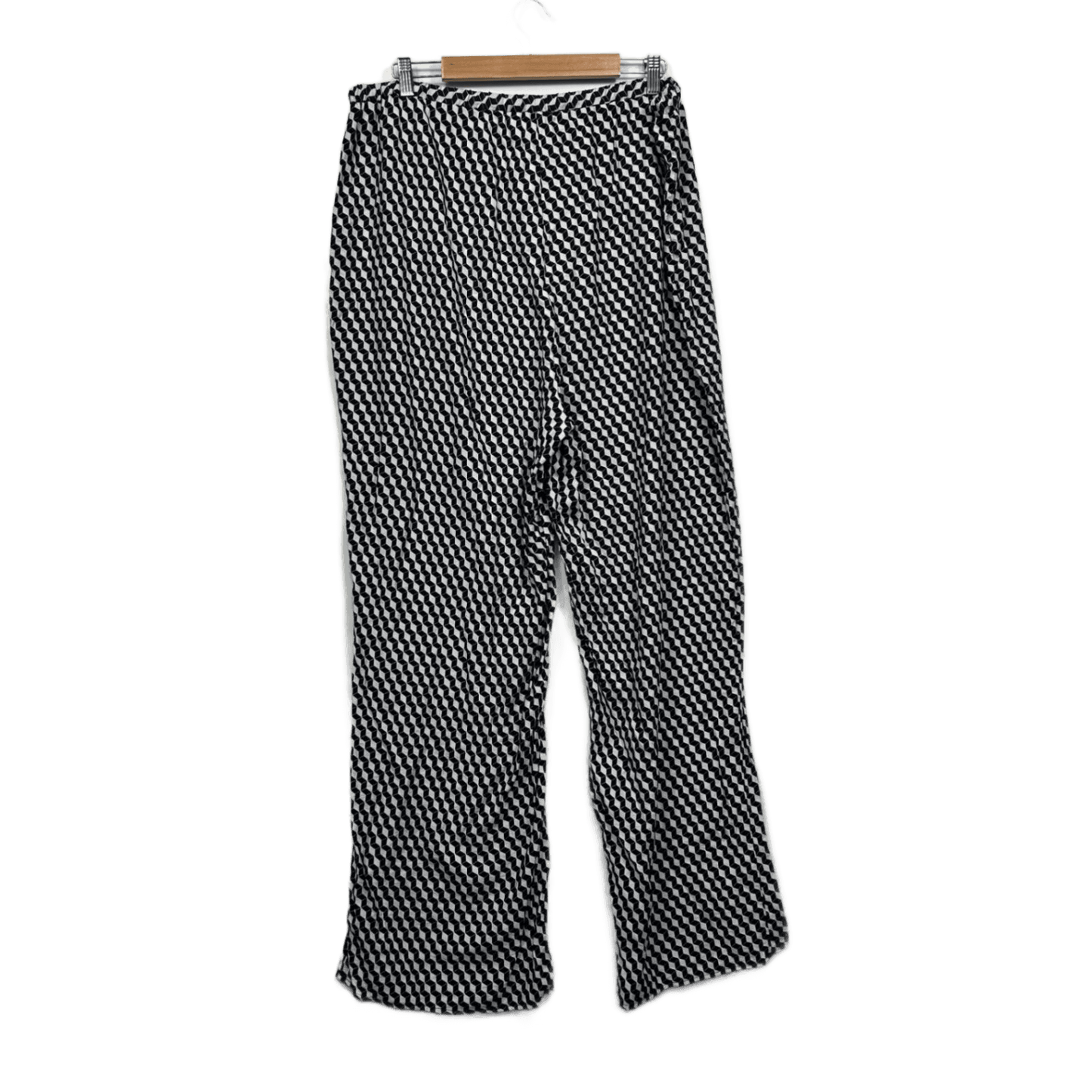 Isobelle Womens Black White Geometric Wide Leg Pants Pull-on Size 20