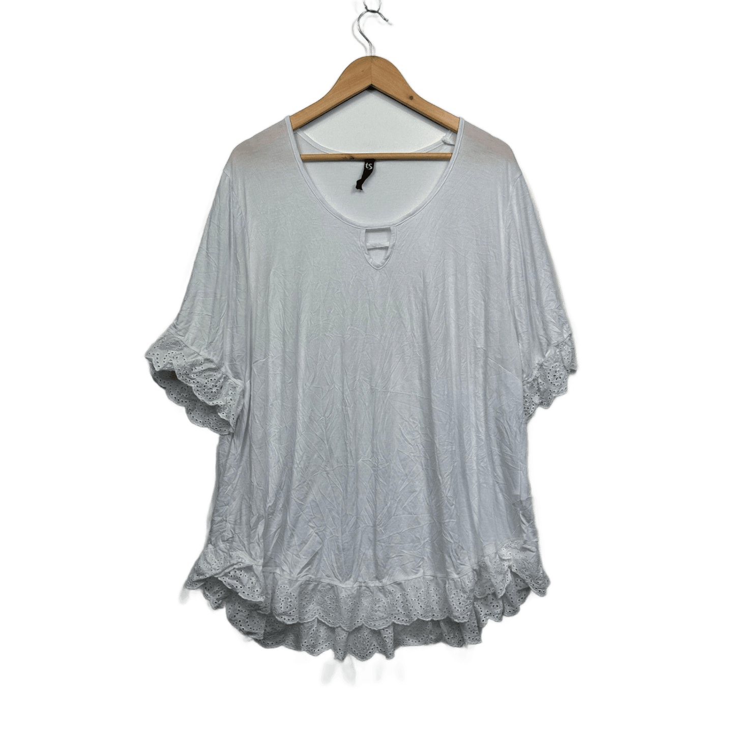 Taking Shape White Crinkle Short Sleeve Tunic Top Size 20