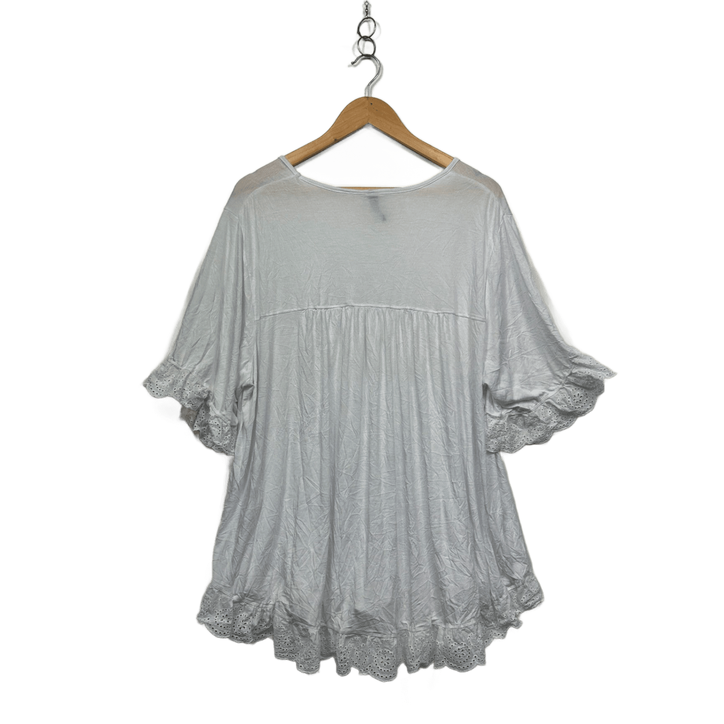 Taking Shape White Crinkle Short Sleeve Tunic Top Size 20