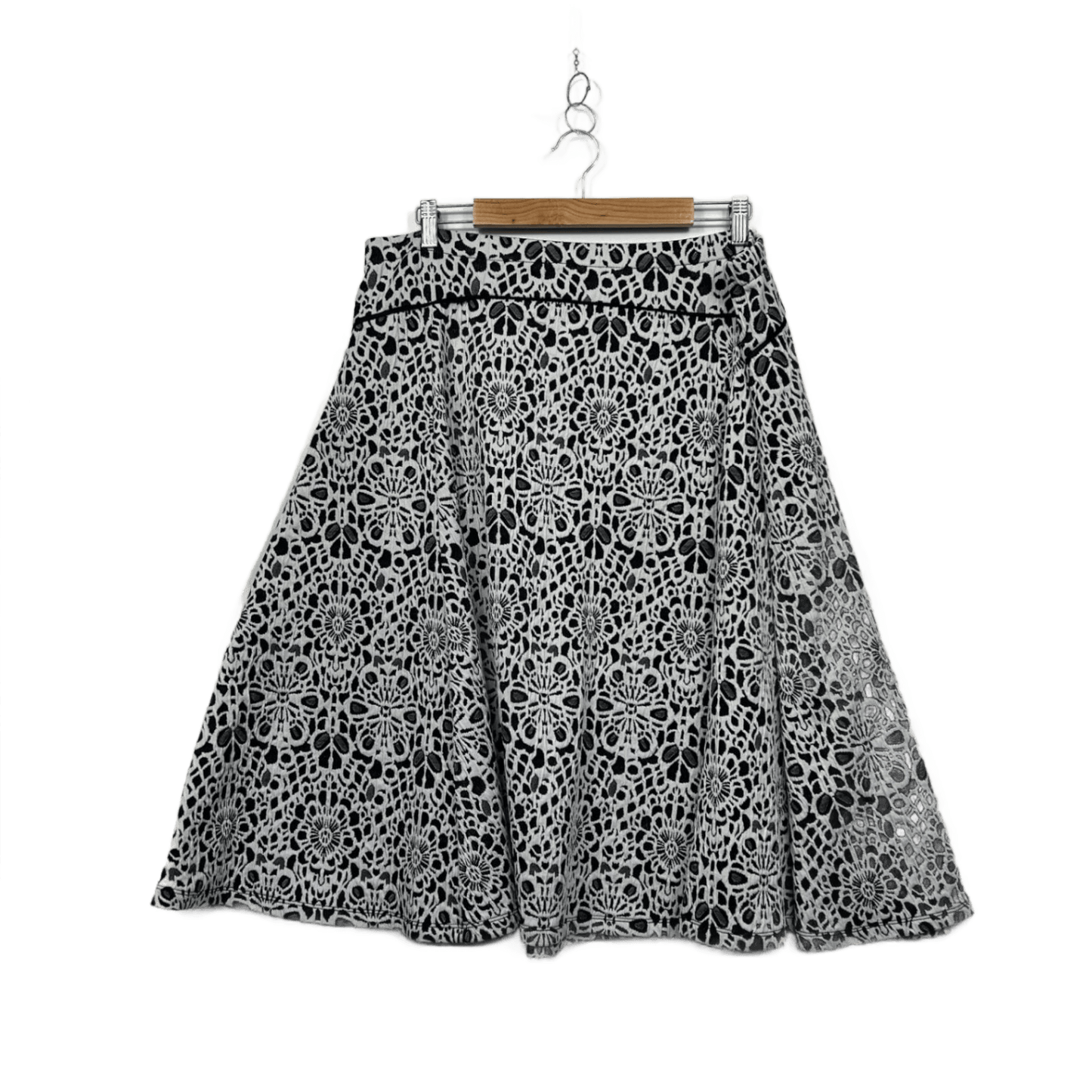 Queenspark Womens Grey Textured Black Knee Length A-line Skirt Size 2XL