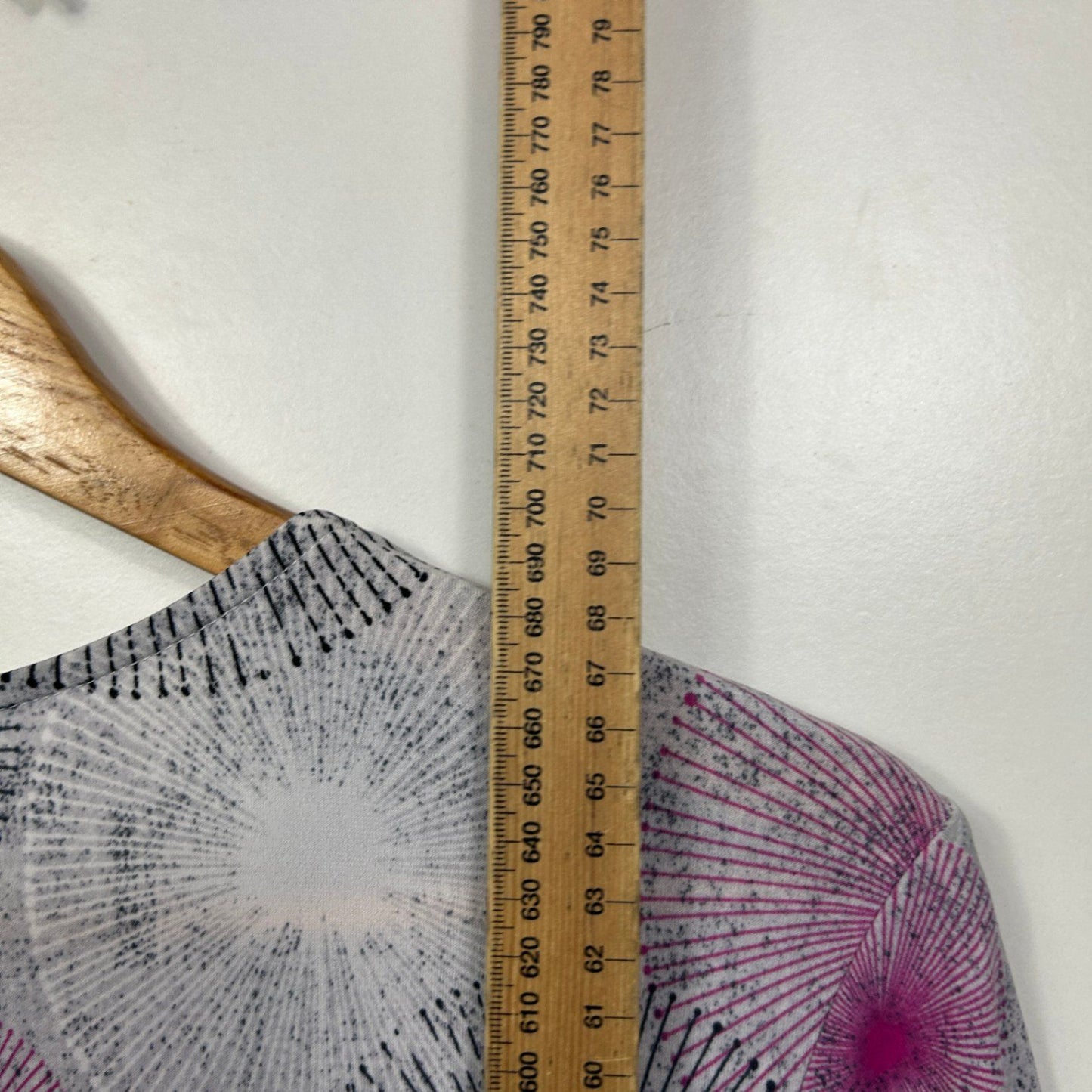 Noni B Womens Grey Pink Black Long Sleeve Print Top Blouse Size L