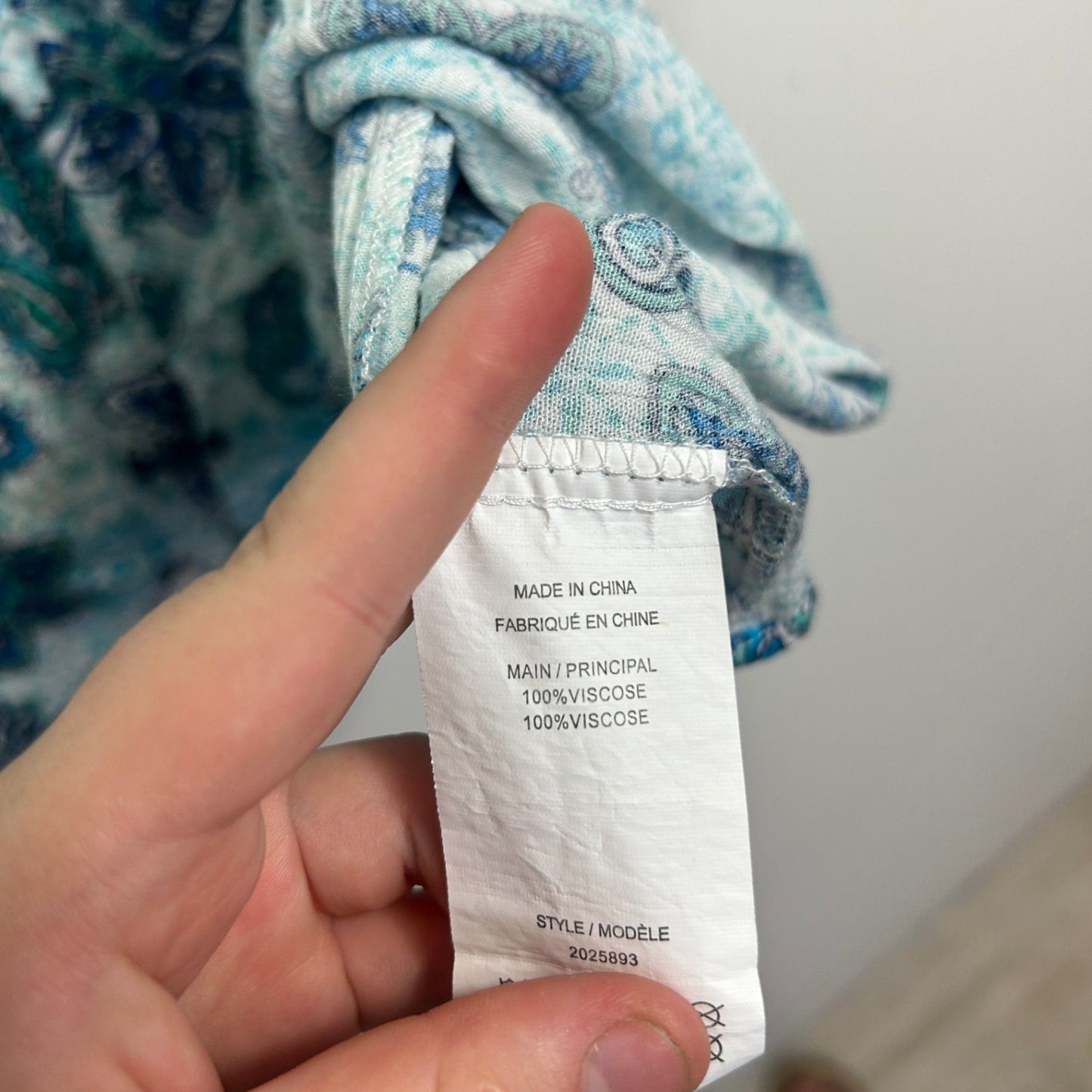 Autograph Blue Green Sleeveless Paisley Print Ruched Top Size 20