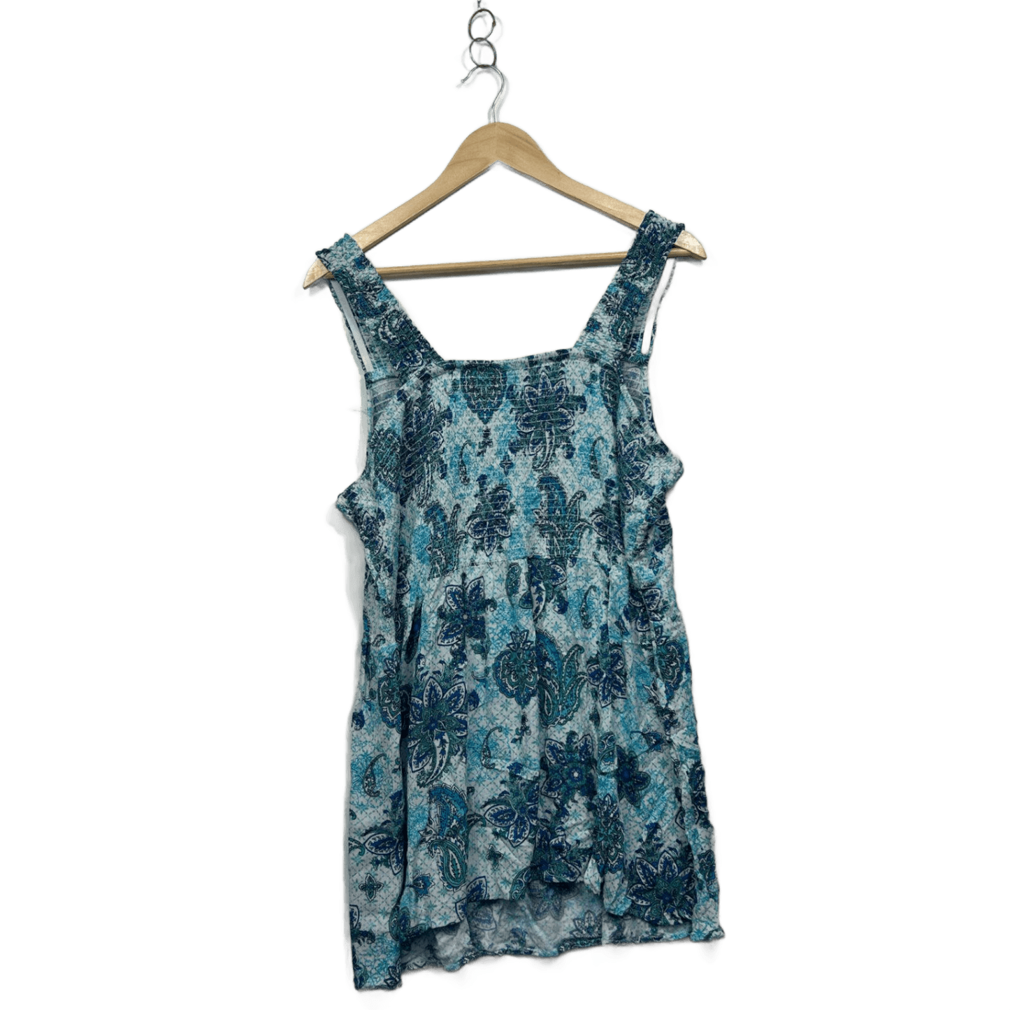 Autograph Blue Green Sleeveless Paisley Print Ruched Top Size 20