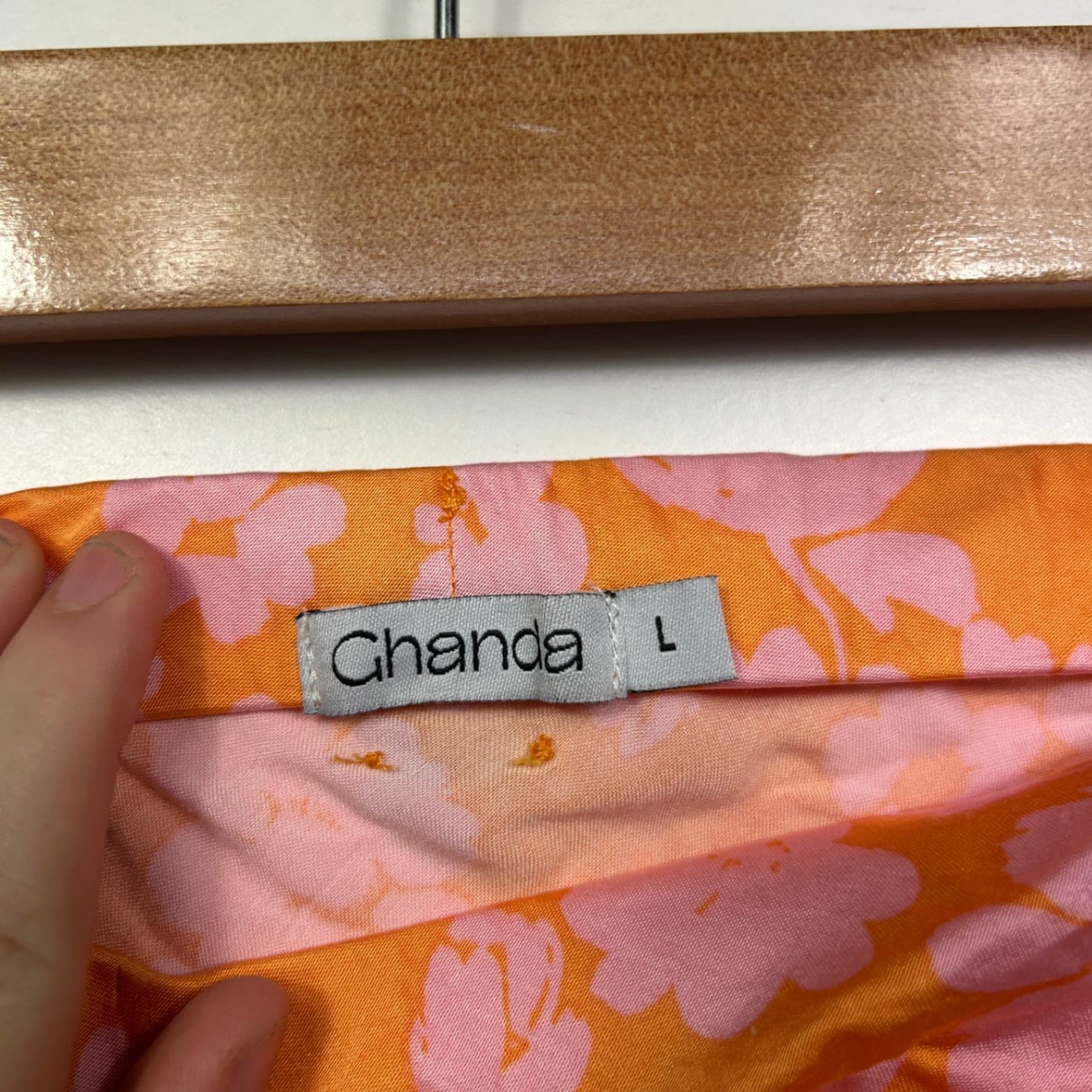 Ghanda Womens Orange Pink Floral Boho Maxi Skirt Size Large