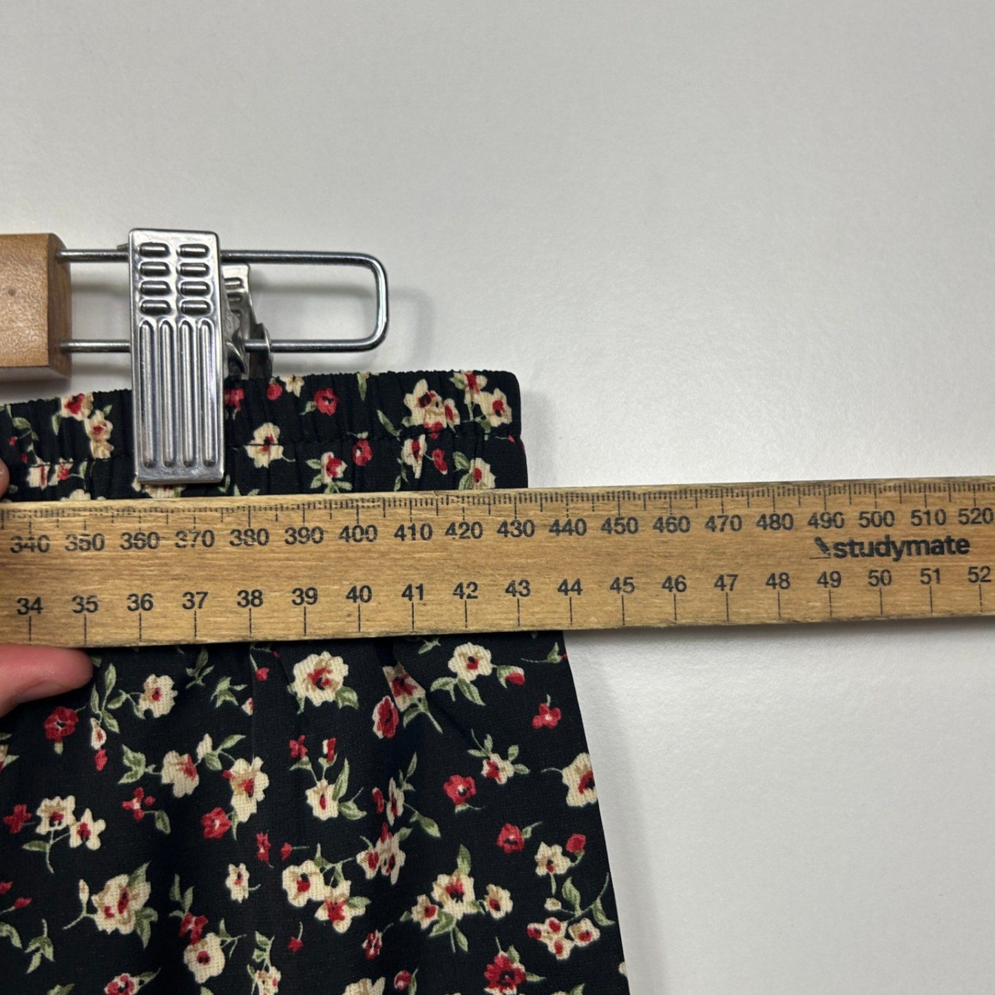 Shein Womens Black Floral Polyester Maxi Stretch Waistband Skirt Size 16