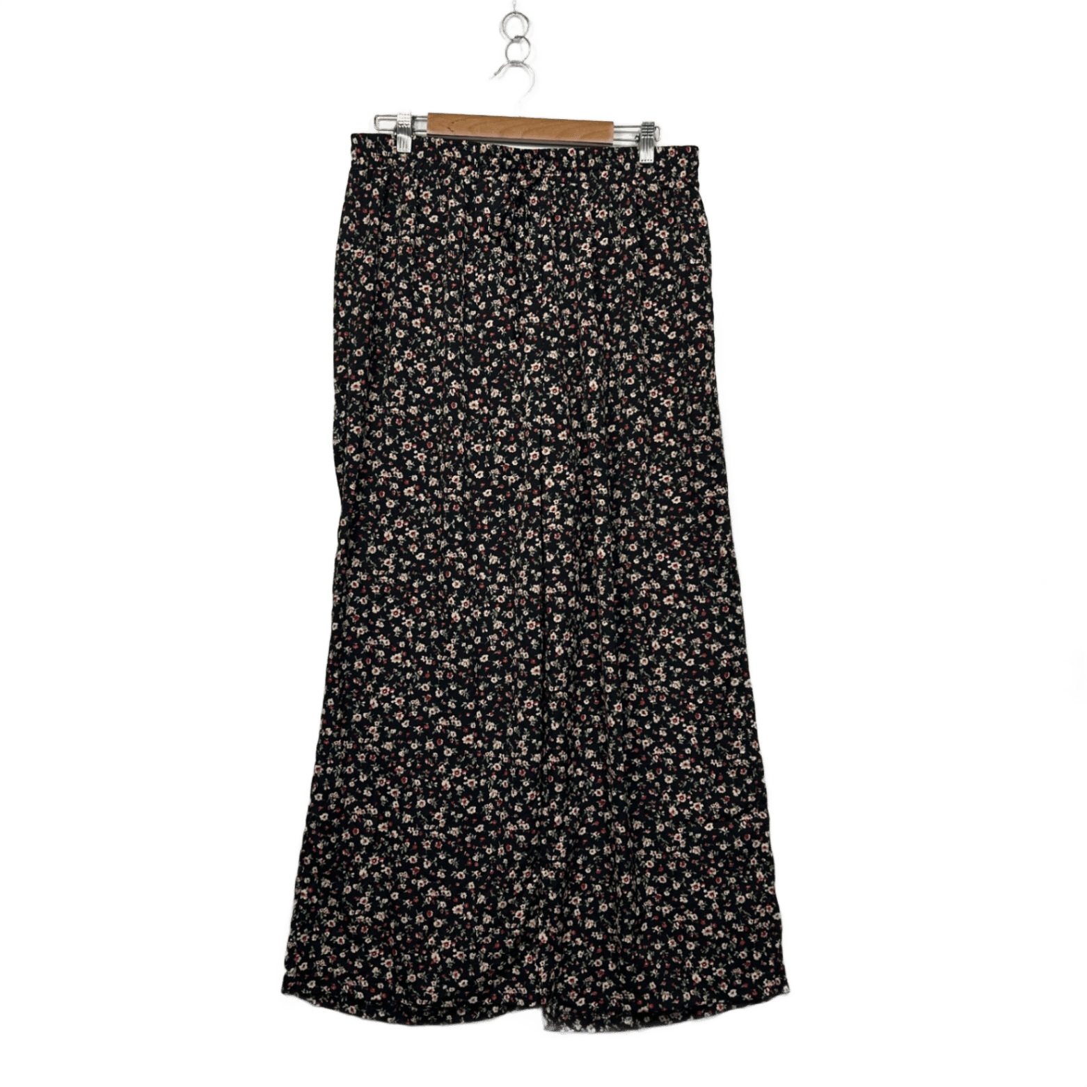 Shein Womens Black Floral Polyester Maxi Stretch Waistband Skirt Size 16