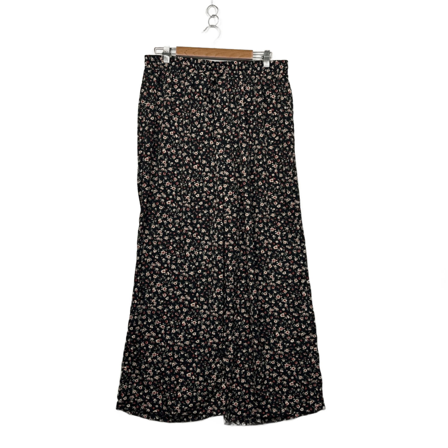 Shein Womens Black Floral Polyester Maxi Stretch Waistband Skirt Size 16