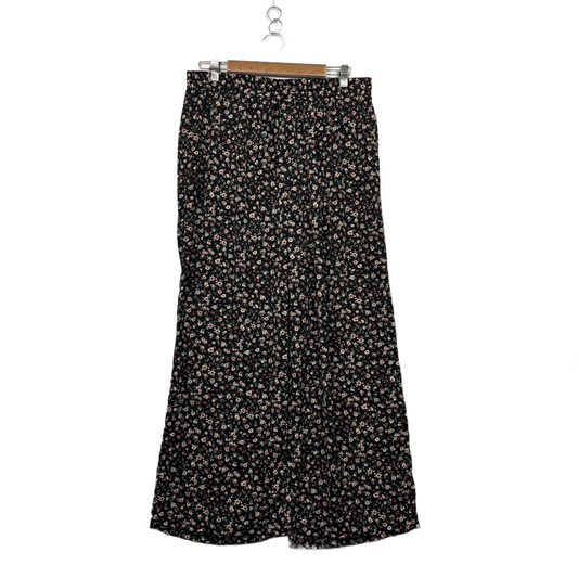 Shein Womens Black Floral Polyester Maxi Stretch Waistband Skirt Size 16