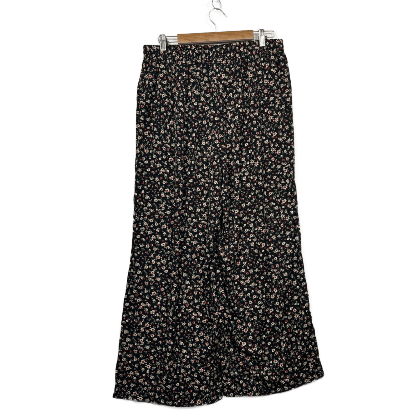 Shein Womens Black Floral Polyester Maxi Stretch Waistband Skirt Size 16