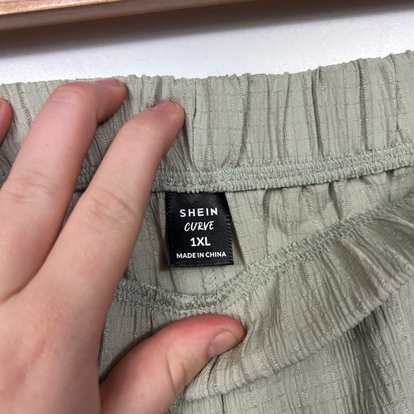 Shein Curve Womens Wide Leg Pants Sage Green Pull-on Size 1XL