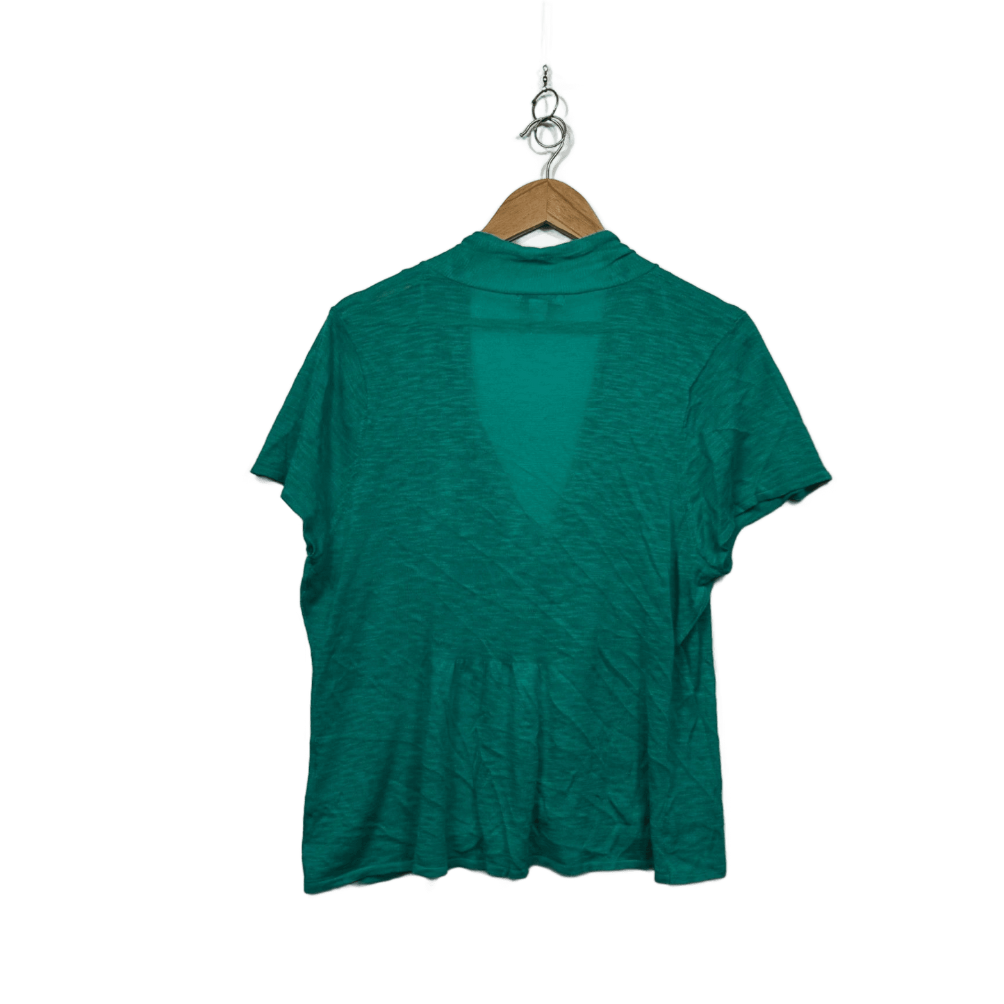 Rockmans Green Short Sleeve Open Front Draped Knit Cardigan Size XL