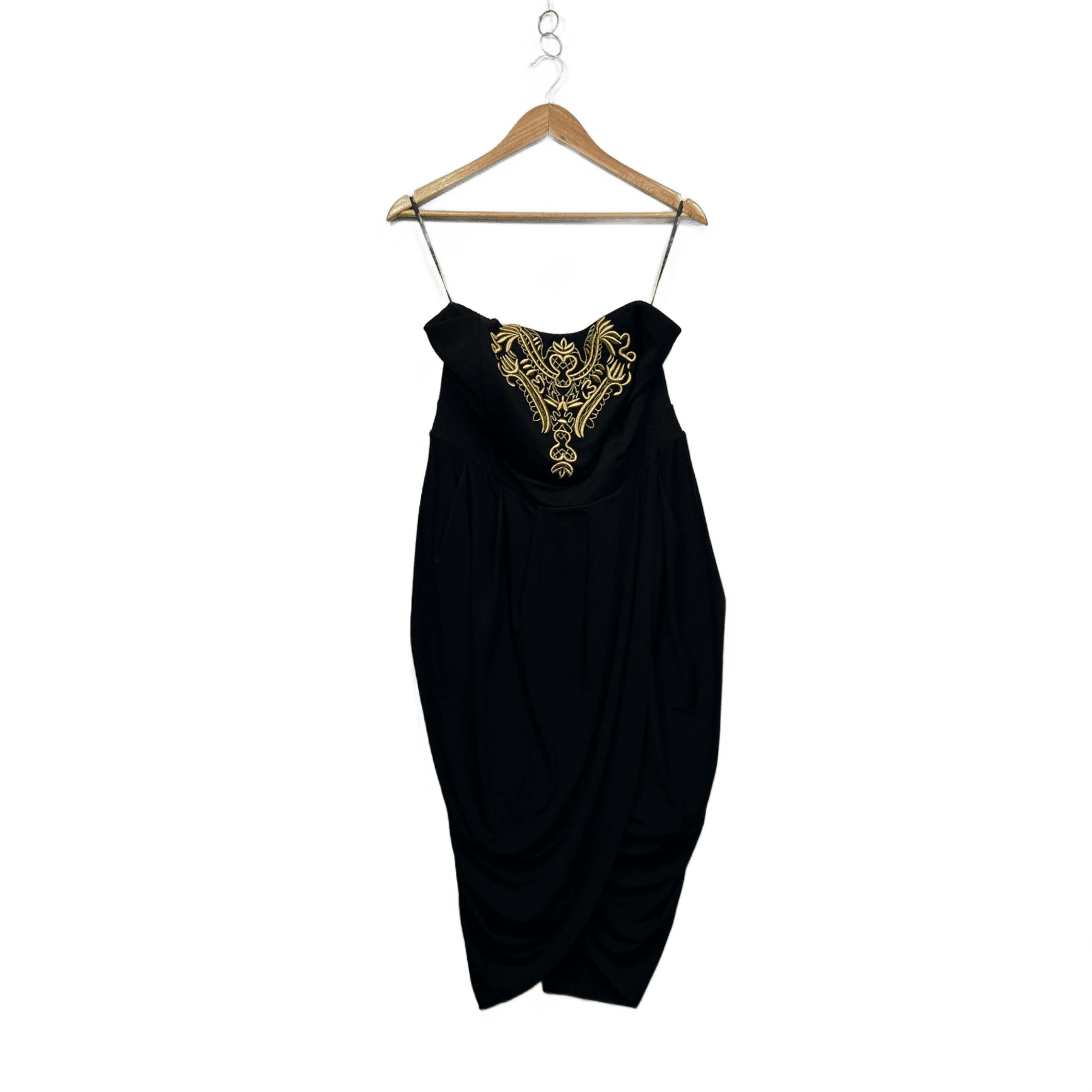 City Chic Black Strapless Embroidered Cocktail Evening Dress Size 16