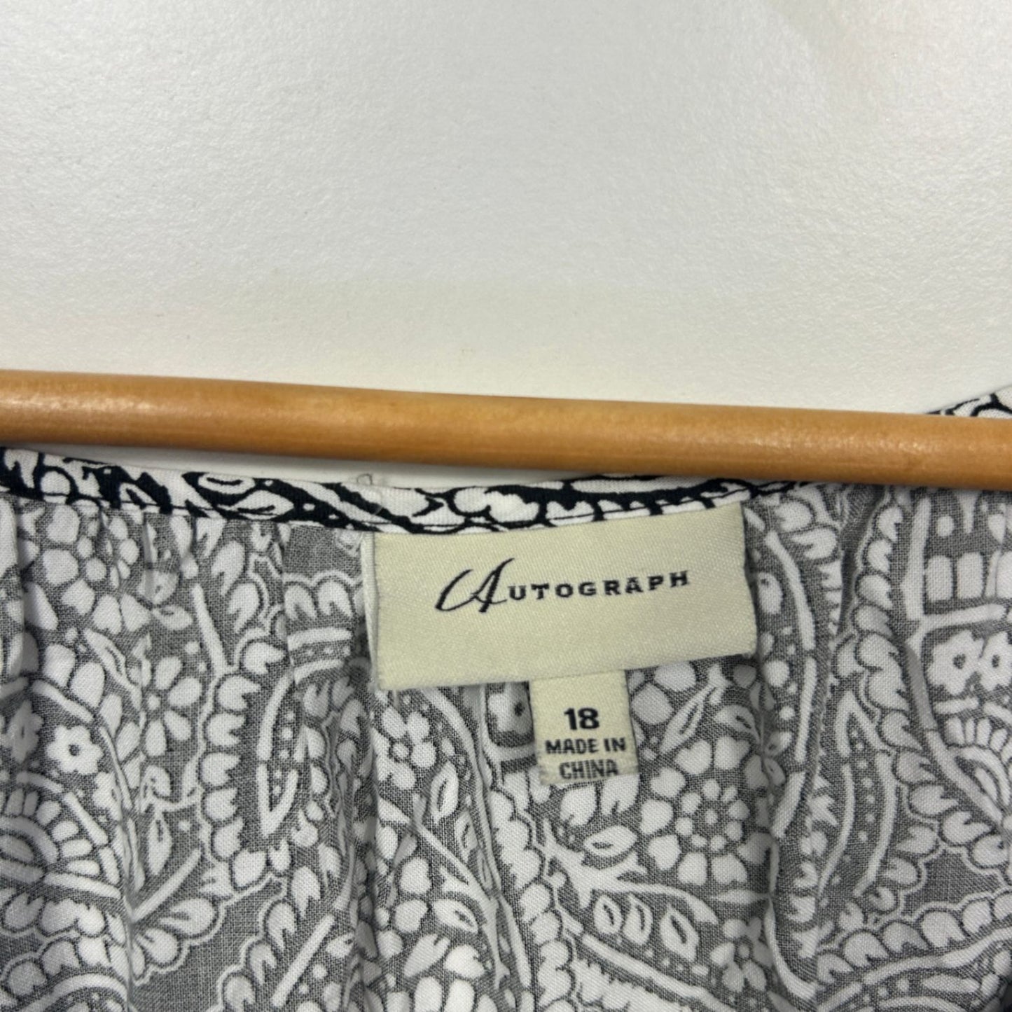 Autograph Black White Viscose 3/4 Sleeve V Neck Tunic Blouse Size 18