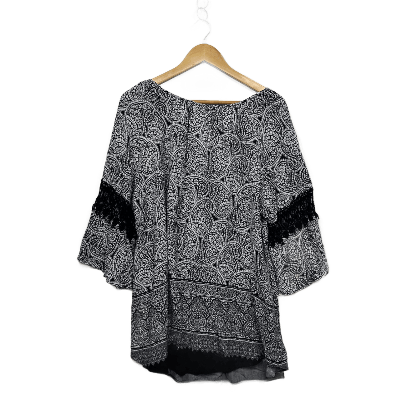 Autograph Black White Viscose 3/4 Sleeve V Neck Tunic Blouse Size 18