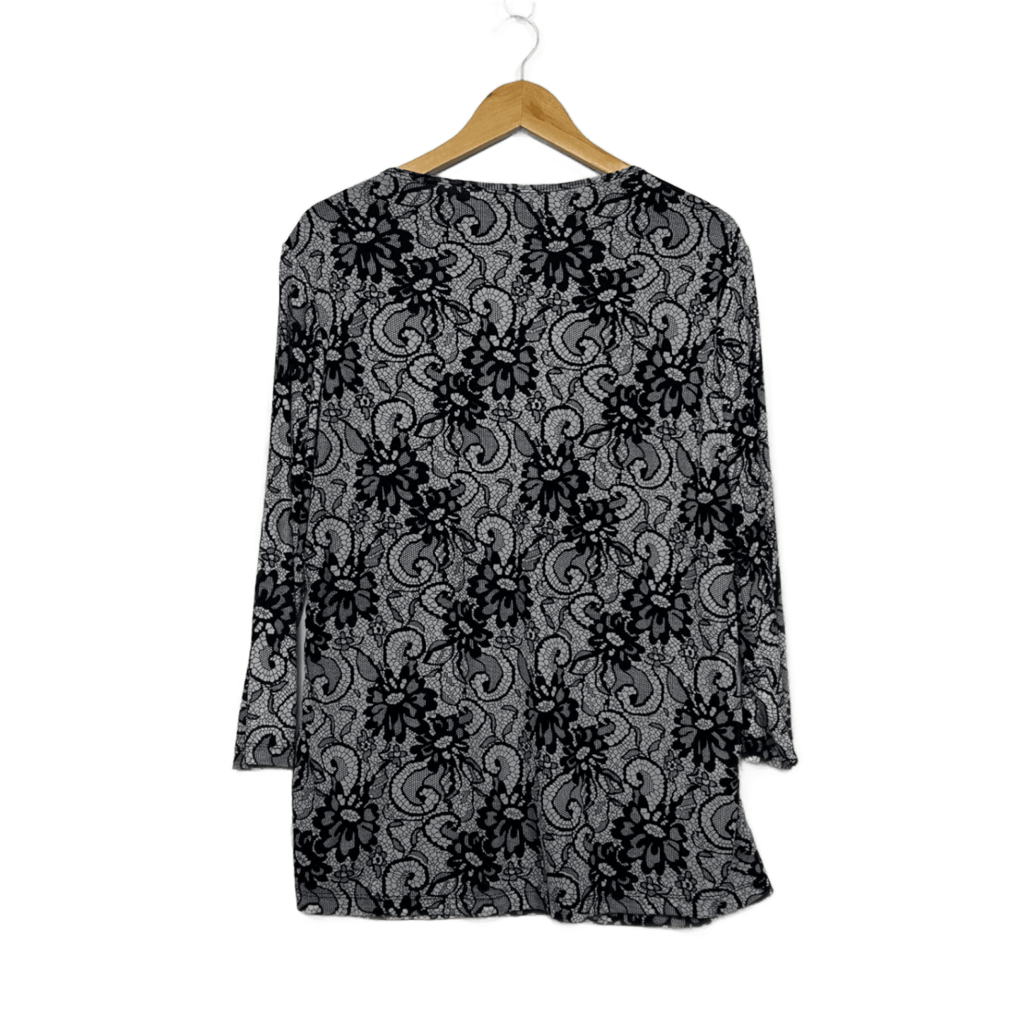 Cordelia St Black White Long Sleeve Top Blouse Size 16