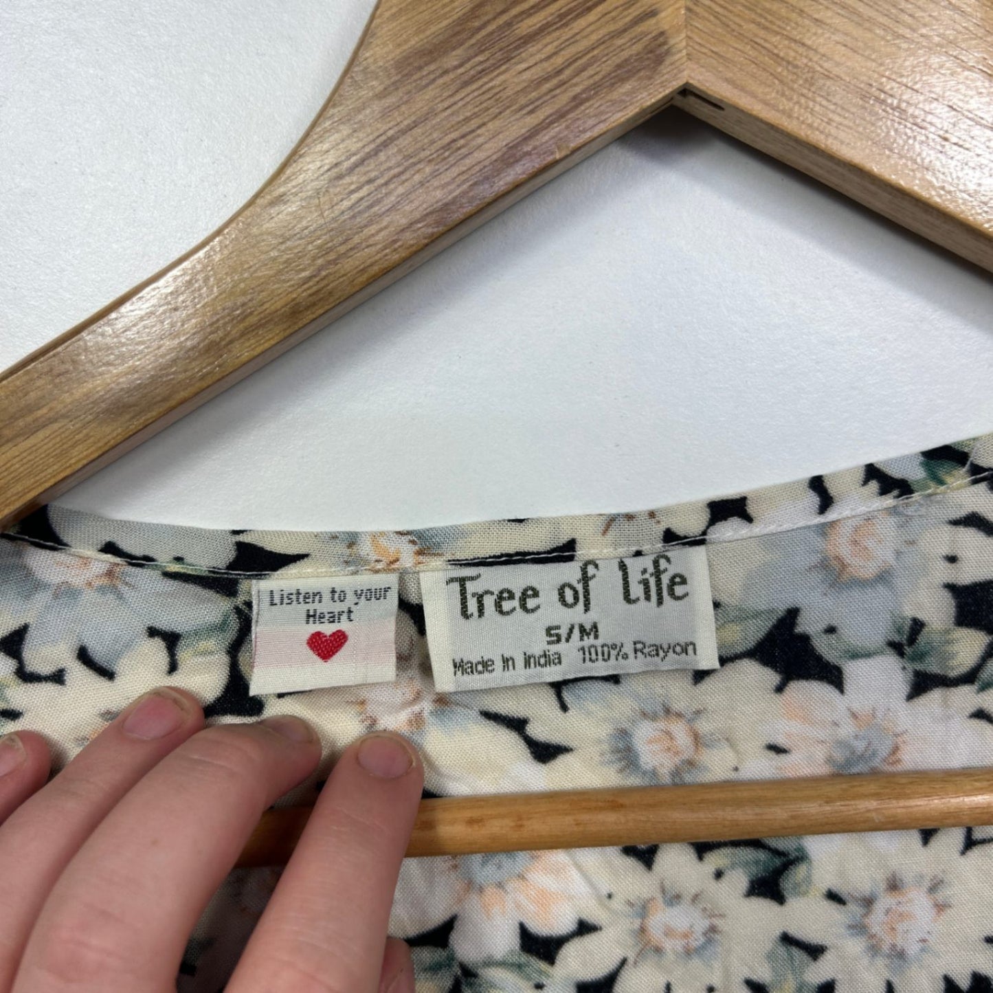 Tree Of Life 3/4 Sleeve Cropped Floral Kimono Top Blouse Size S/M