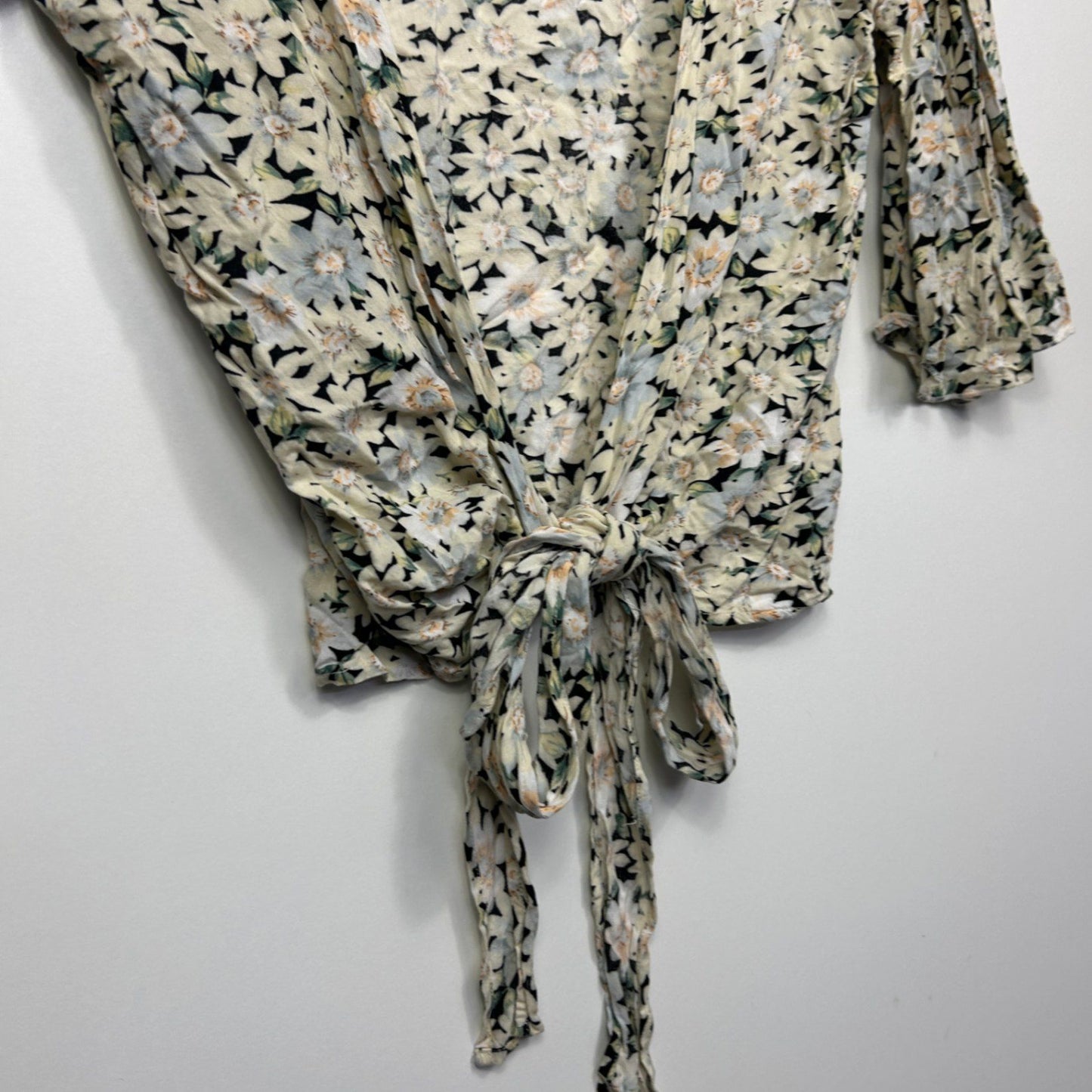 Tree Of Life 3/4 Sleeve Cropped Floral Kimono Top Blouse Size S/M