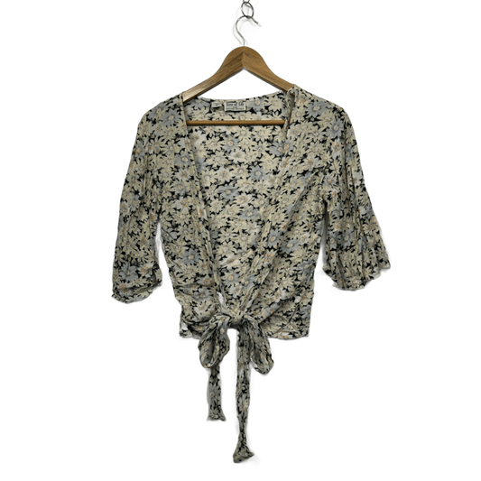Tree Of Life 3/4 Sleeve Cropped Floral Kimono Top Blouse Size S/M