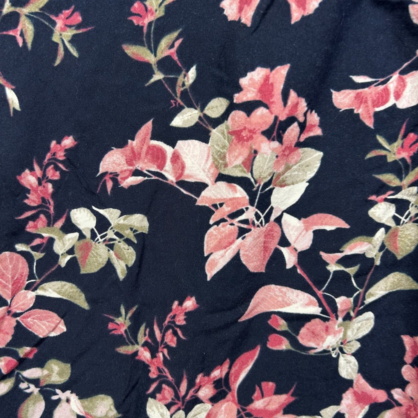 Katies  Navy Pink Floral 3/4 Sleeve Linen Blend Blouse Size 16