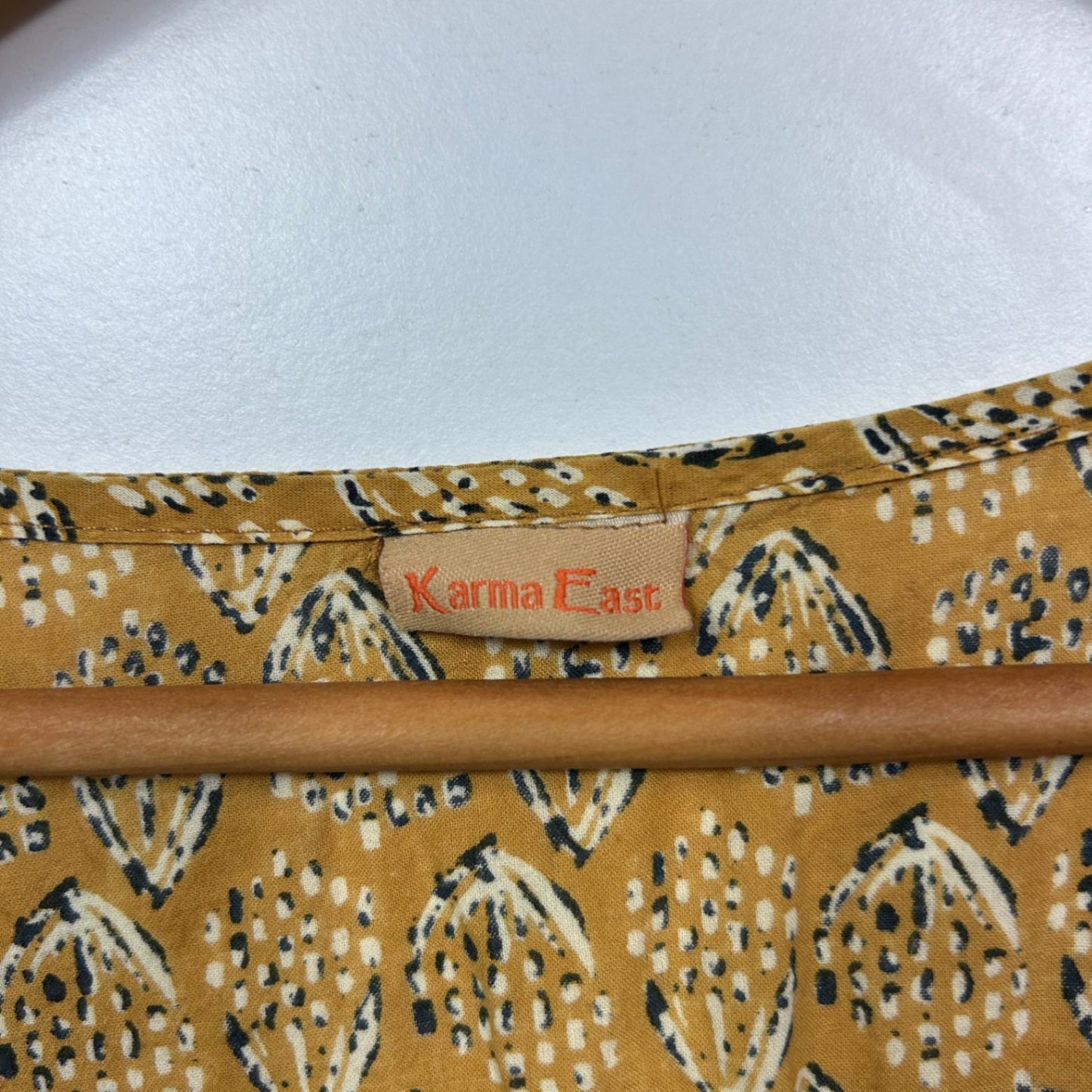 Karma East  Mustard Short Sleeve Boho Tunic Top Size L/XL