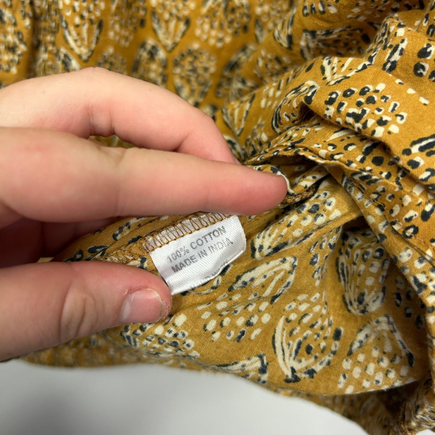 Karma East  Mustard Short Sleeve Boho Tunic Top Size L/XL