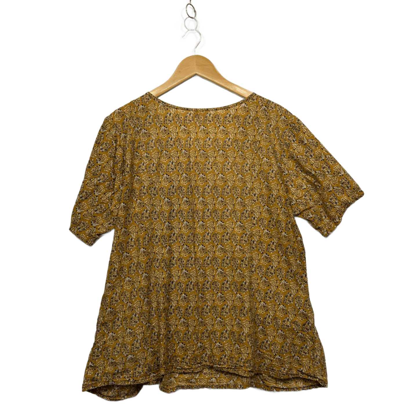 Karma East  Mustard Short Sleeve Boho Tunic Top Size L/XL