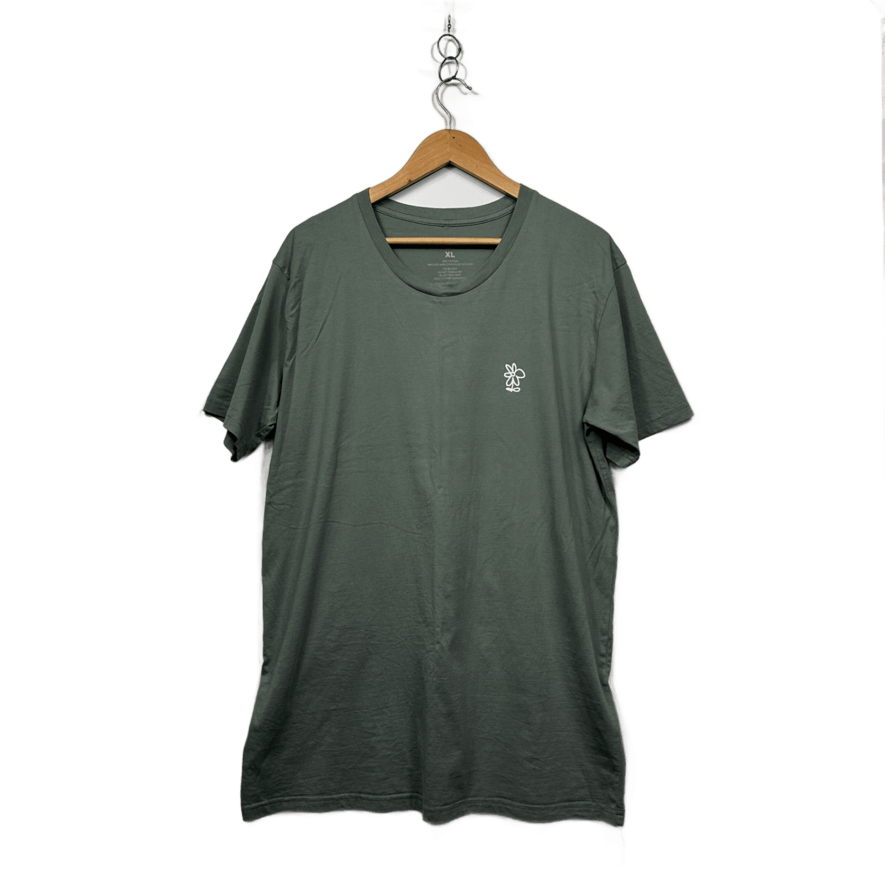 Selfawear Green Cotton Short Sleeve Crew Neck Graphic Tee T-shirt Size XL