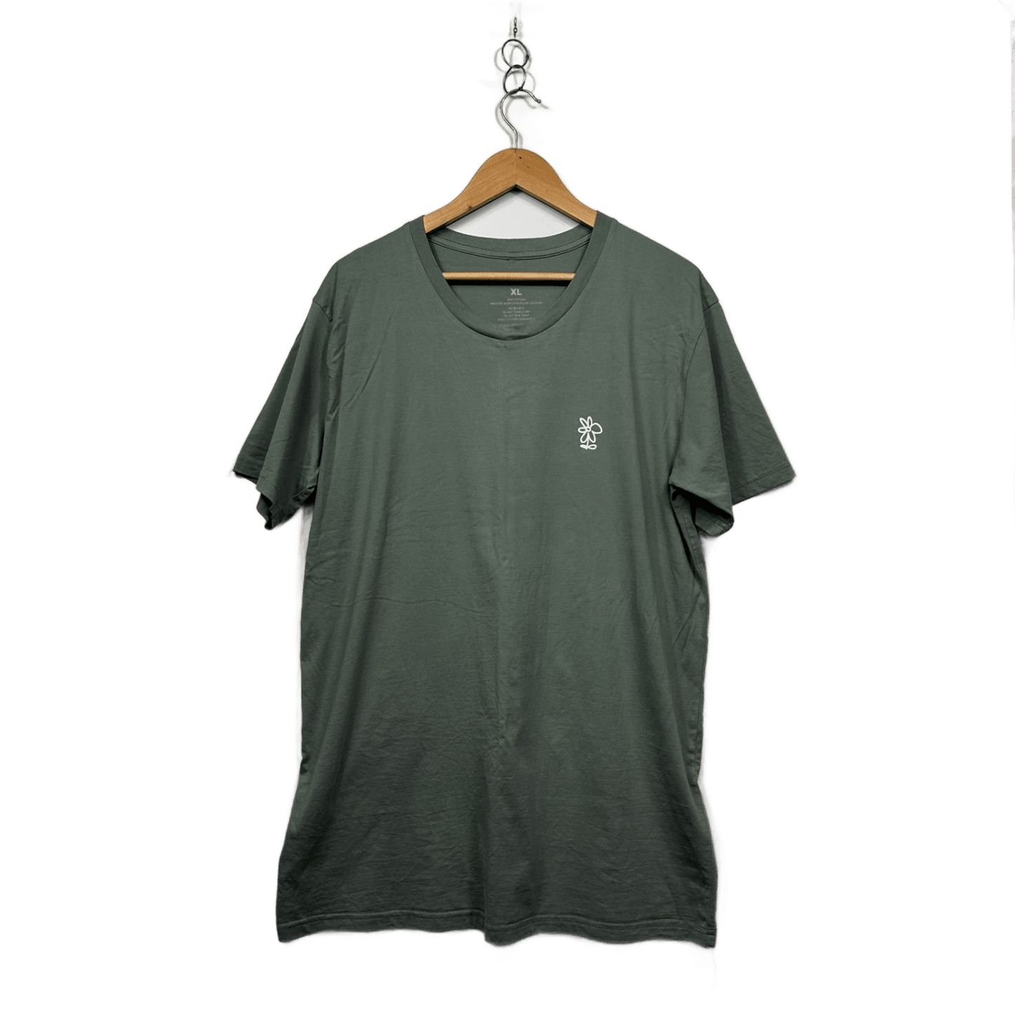 Selfawear Green Cotton Short Sleeve Crew Neck Graphic Tee T-shirt Size XL