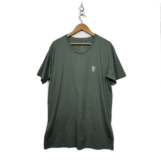 Selfawear Green Cotton Short Sleeve Crew Neck Graphic Tee T-shirt Size XL