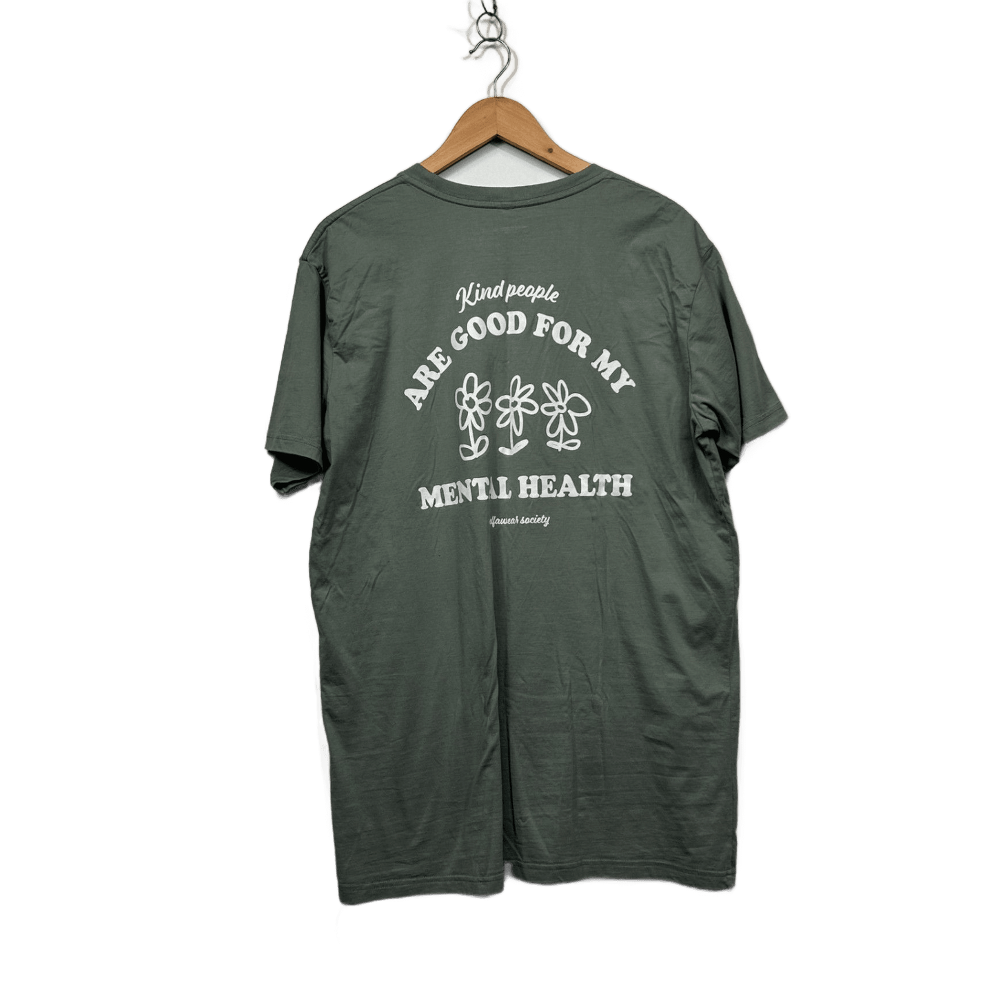 Selfawear Green Cotton Short Sleeve Crew Neck Graphic Tee T-shirt Size XL