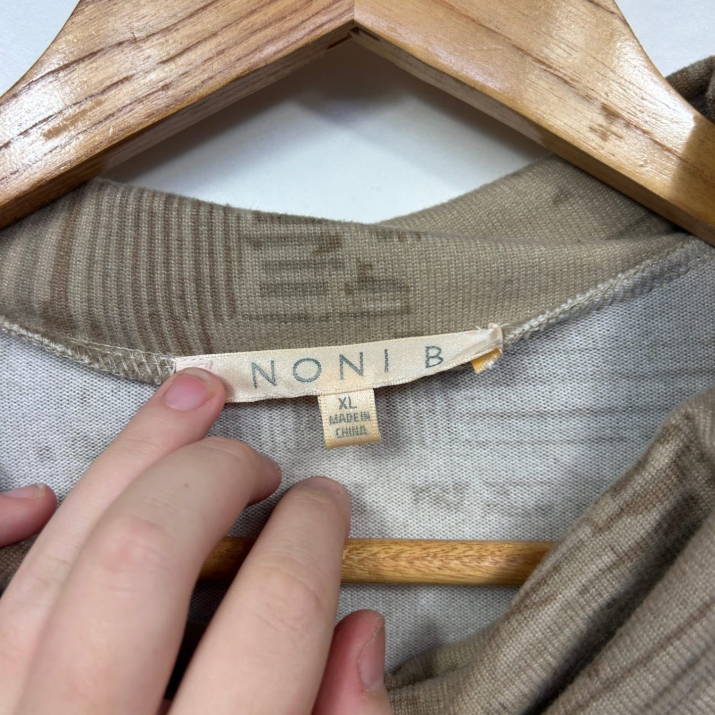 Noni B Brown Beige Long Sleeve Cowl Neck Pullover Top Size XL