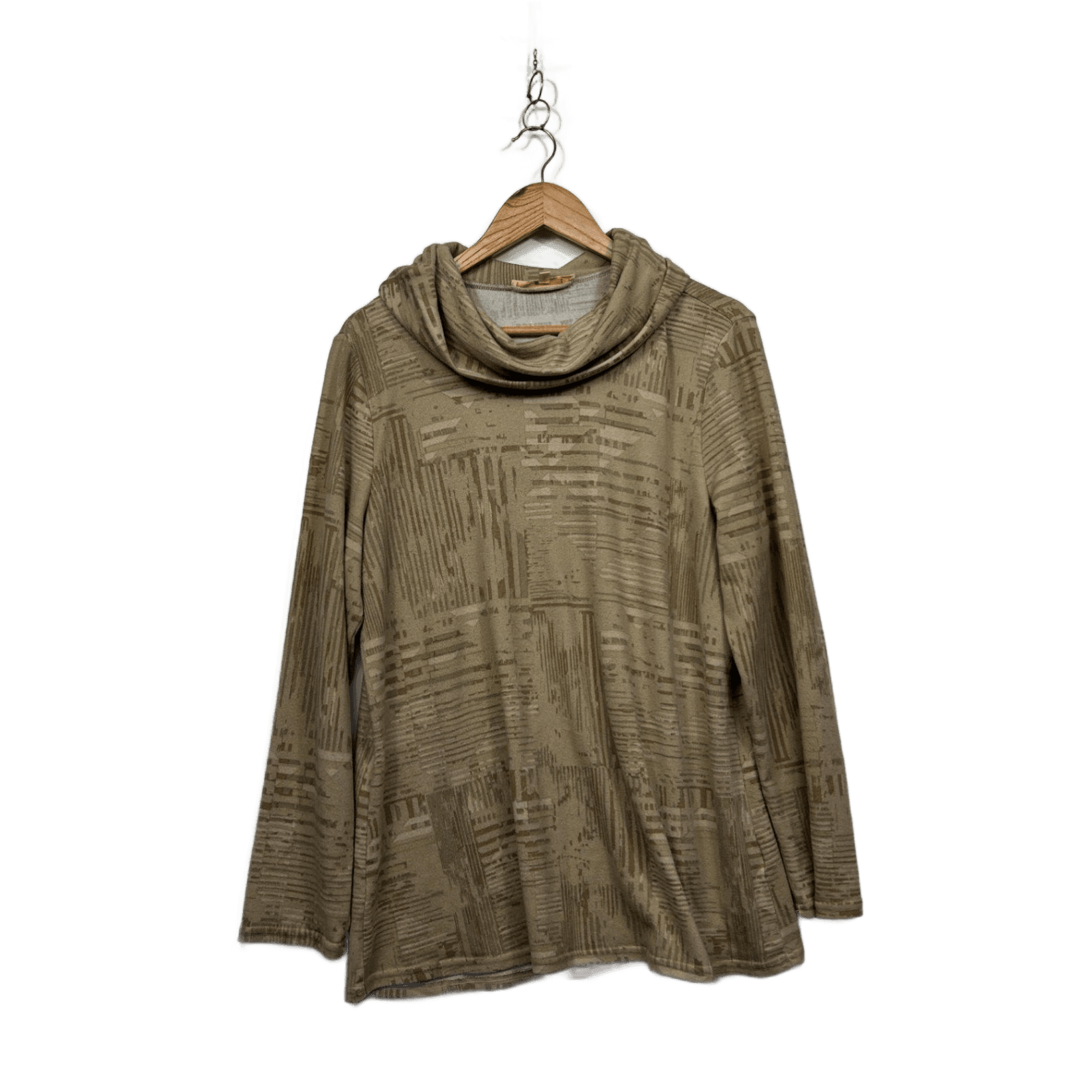 Noni B Brown Beige Long Sleeve Cowl Neck Pullover Top Size XL