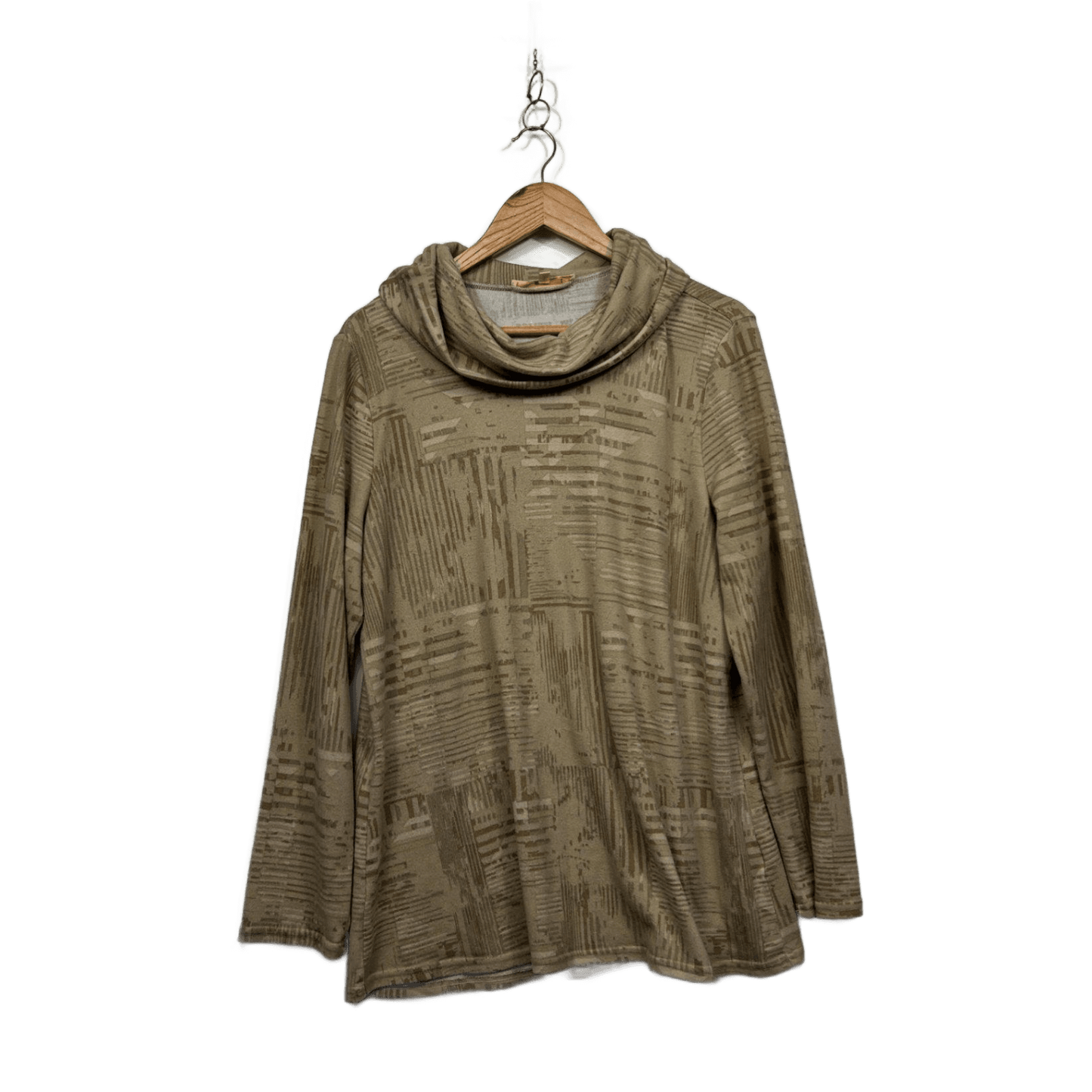 Noni B Brown Beige Long Sleeve Cowl Neck Pullover Top Size XL