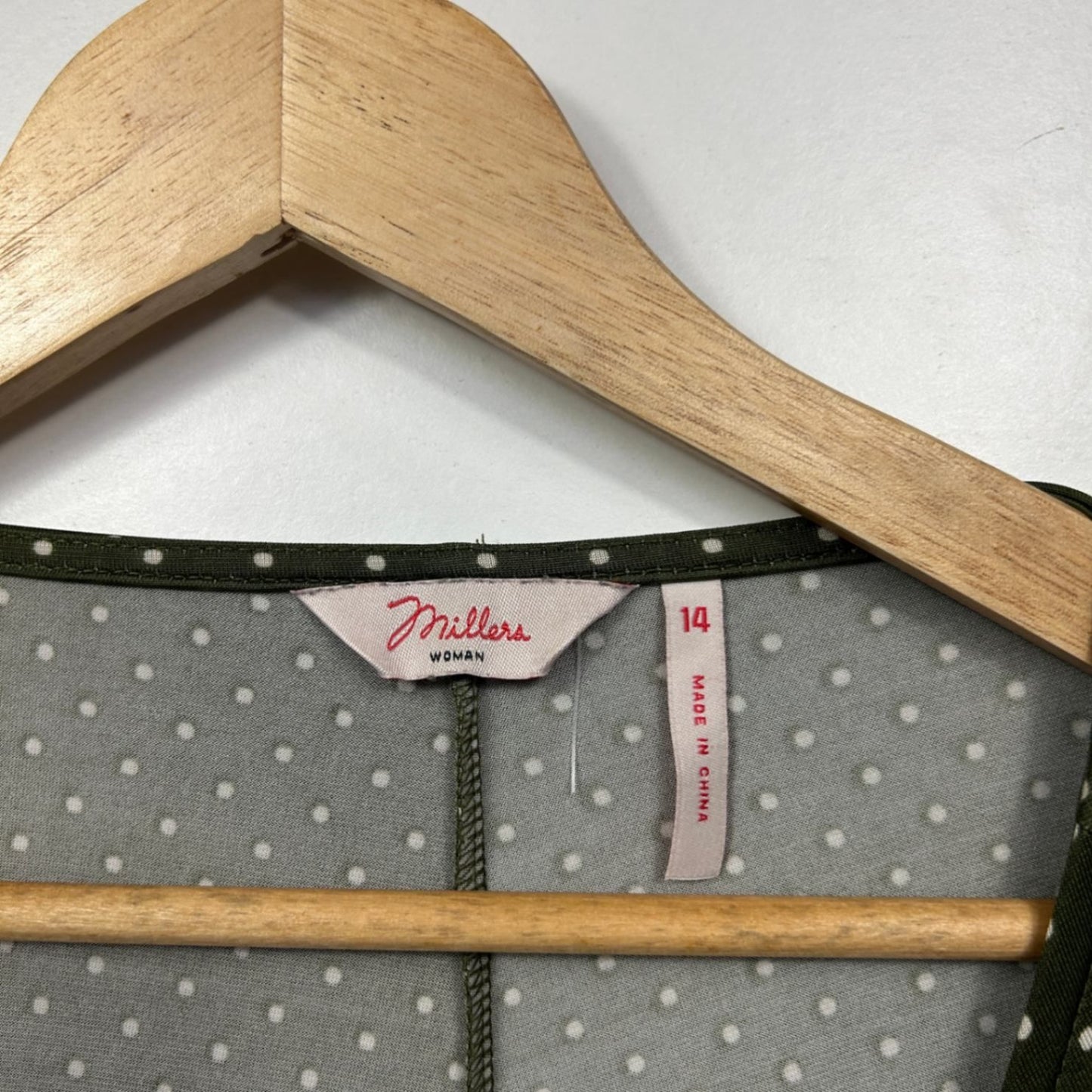 Millers Green Three Quarter Sleeve Top Size 14