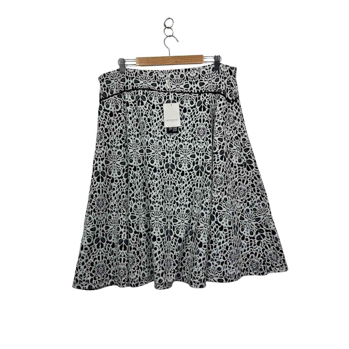 Queenspark Womens Grey Textured Black Knee Length A-line Skirt Size 2XL