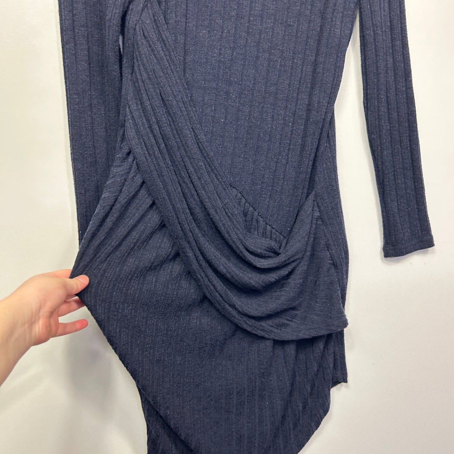 Fresh Soul Navy Knit Long Sleeve High Neck Bodycon Dress Size 16