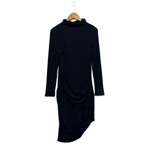 Fresh Soul Navy Knit Long Sleeve High Neck Bodycon Dress Size 16