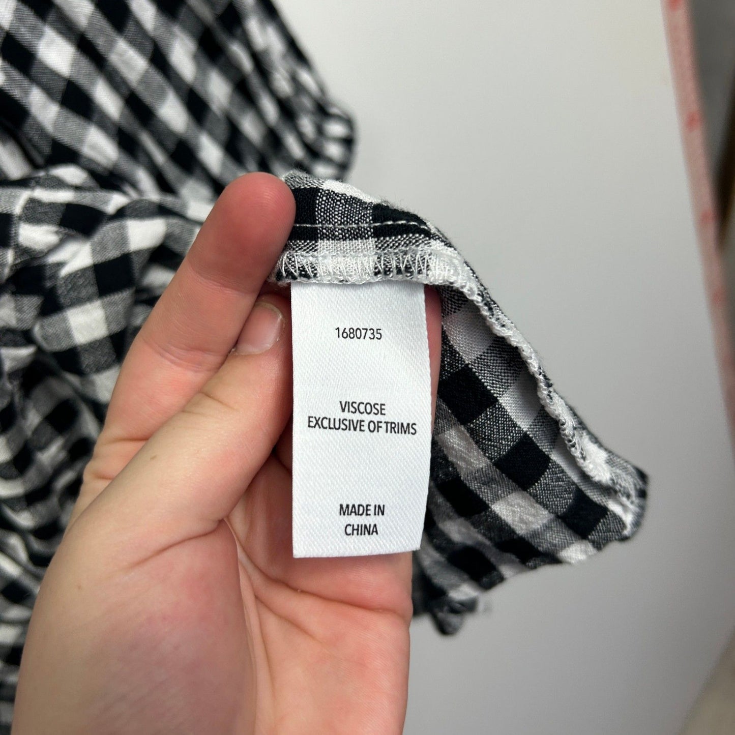 &me Black White Viscose Long Sleeve Gingham Check Smock Dress Size 14