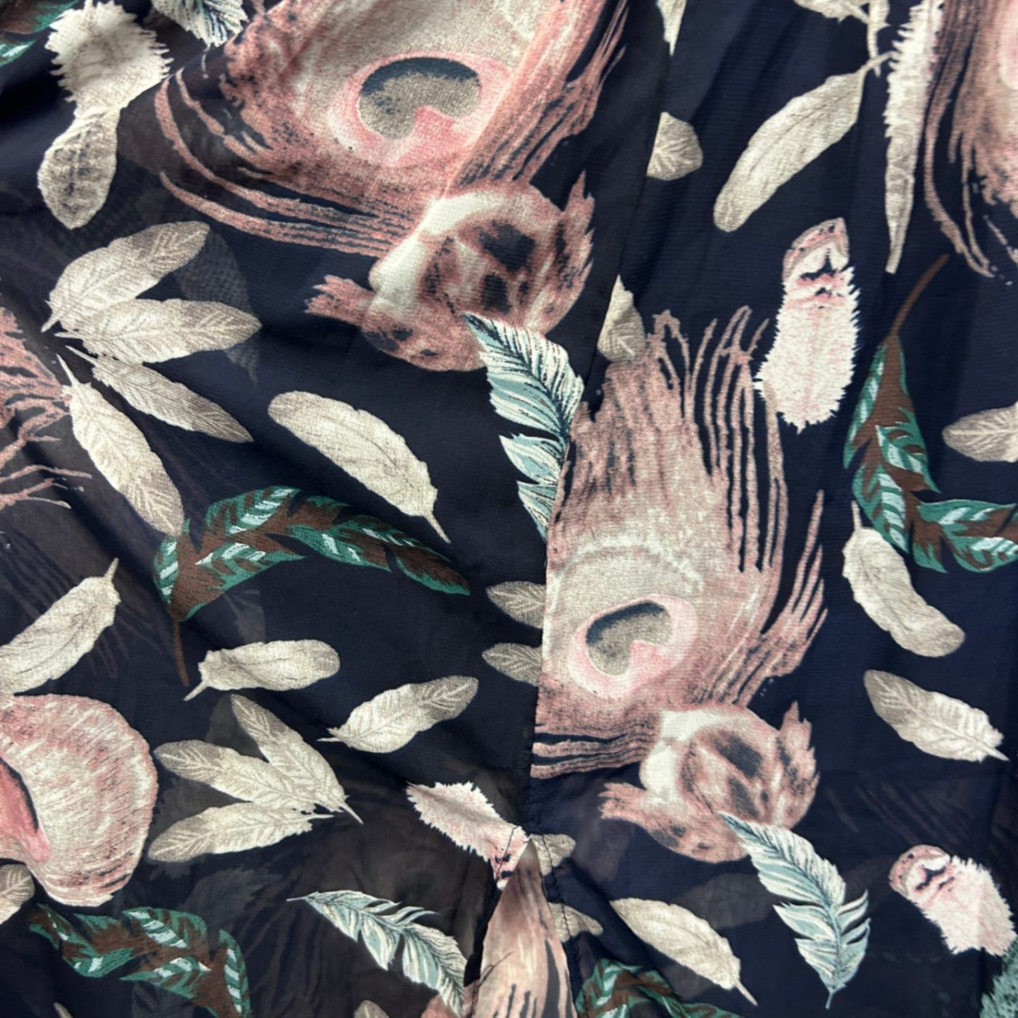 Fashion Nova Multicoloured Floral Long Sleeve Feathers Maxi Dress