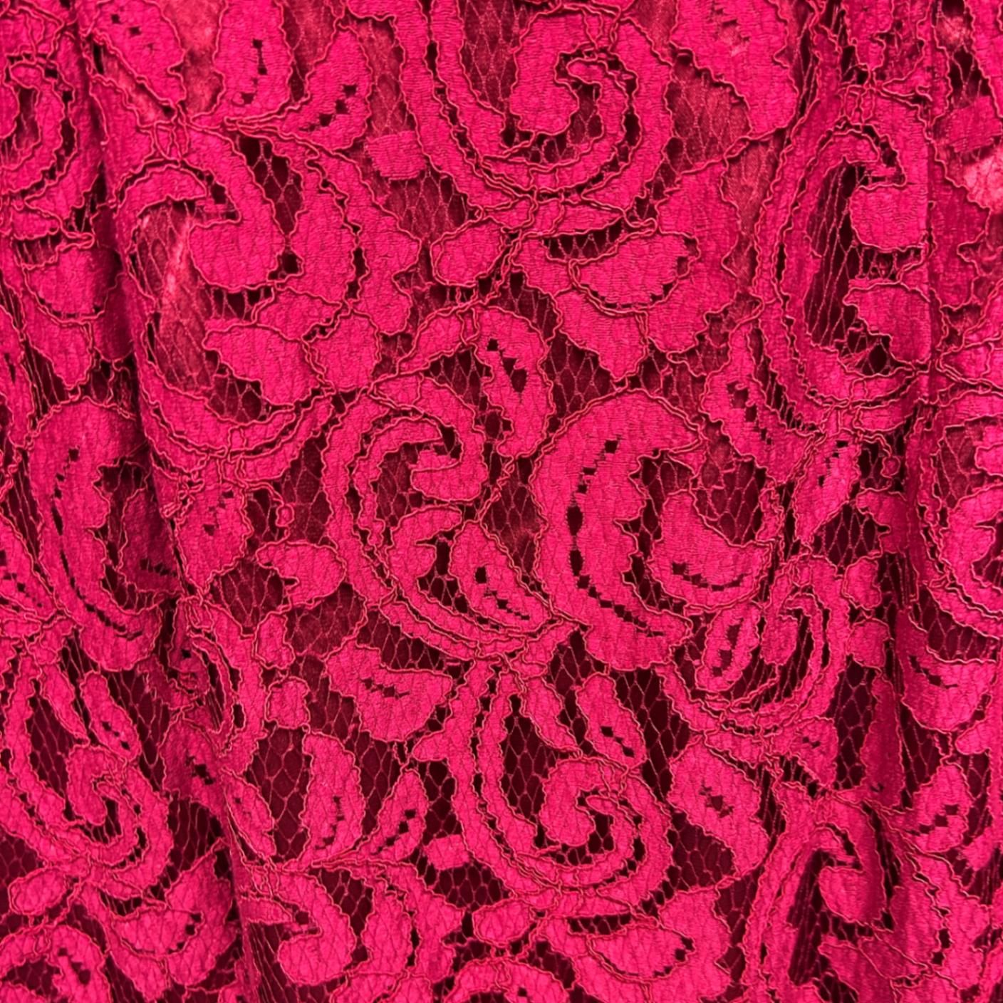 Miss Anne Red Lace Overlay Cocktail Evening Dress Jacket 14