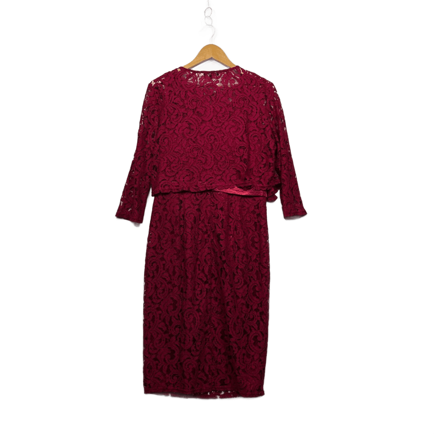 Miss Anne Red Lace Overlay Cocktail Evening Dress Jacket 14