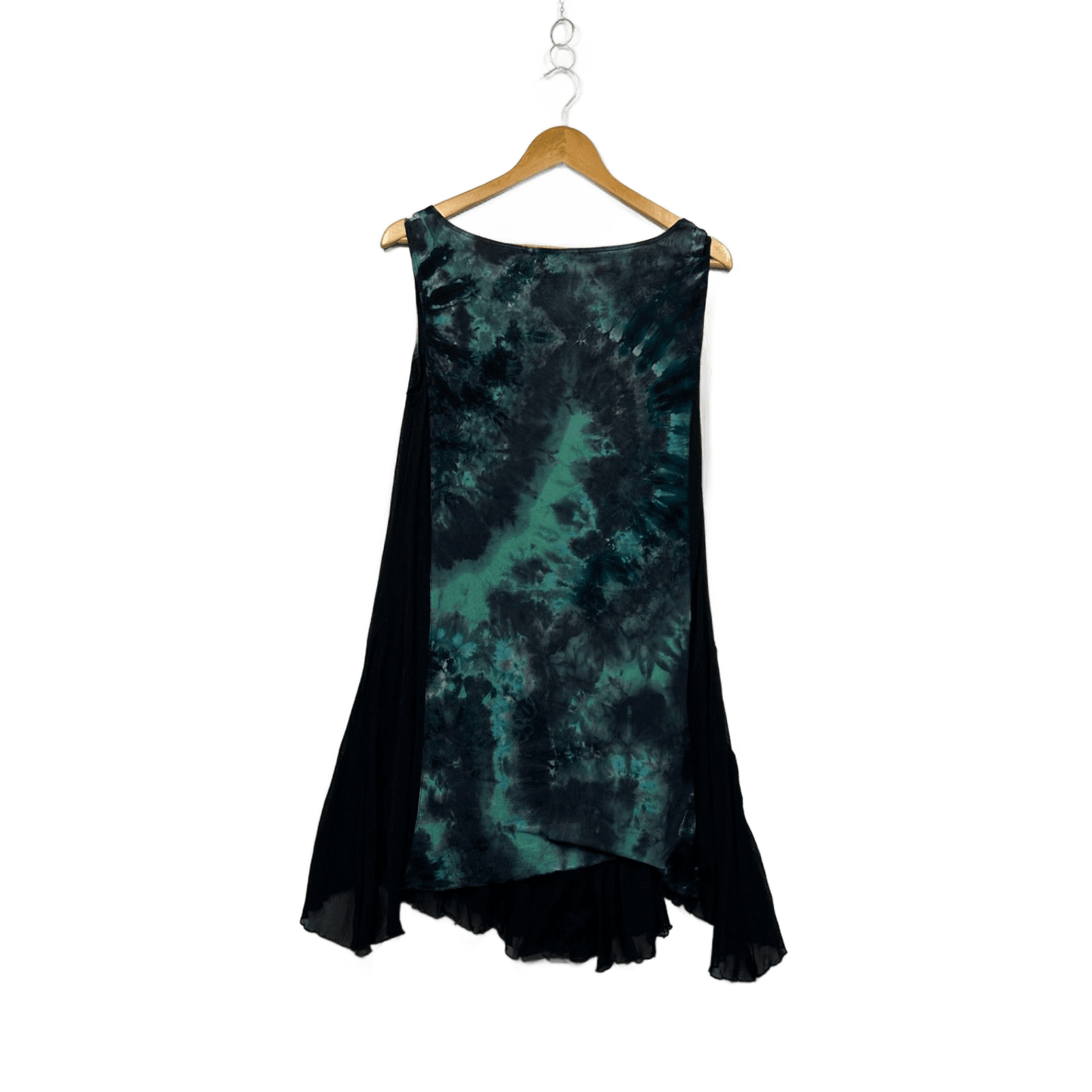 Motto Black Green Tie-Dye Pockets Sleeveless Tunic Top Size 14 - 16