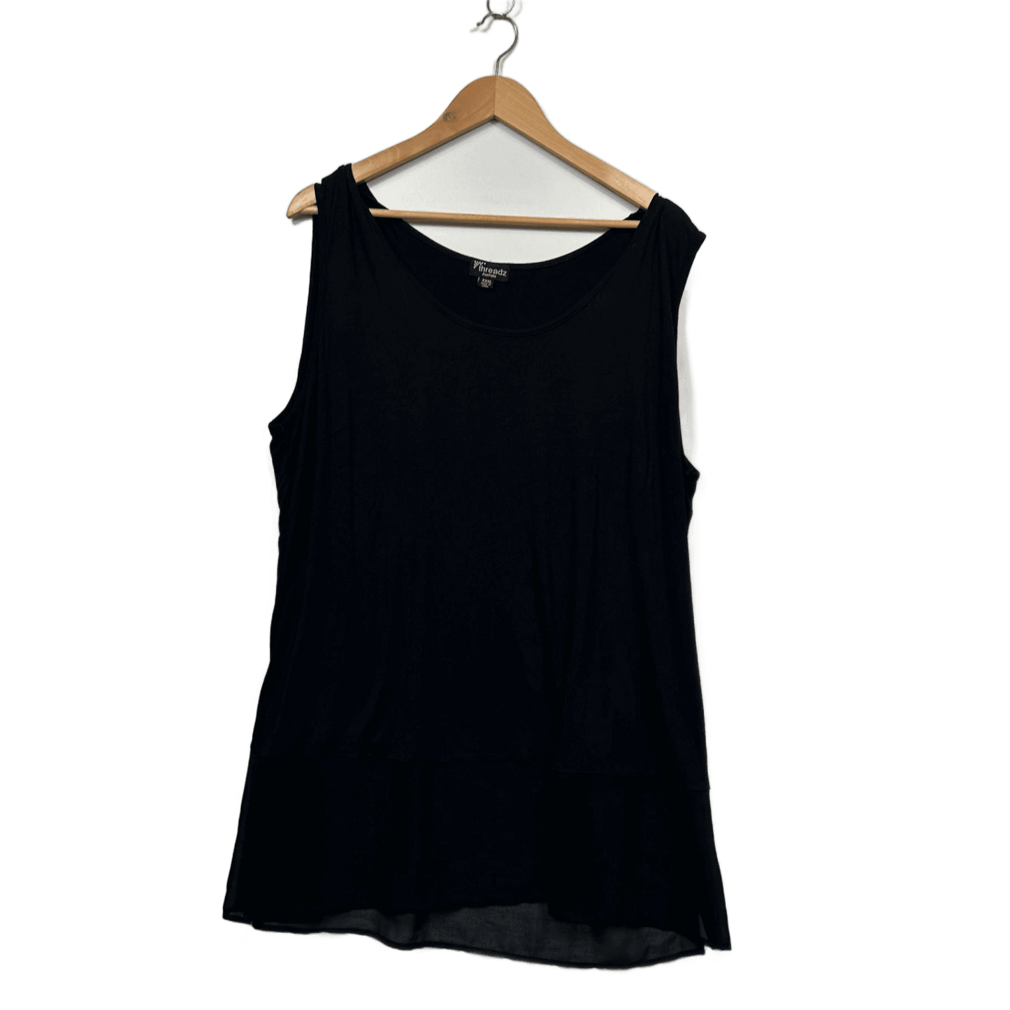 Threadz Black Sleeveless Viscose Casual Tank Tunic Top Size 3XL