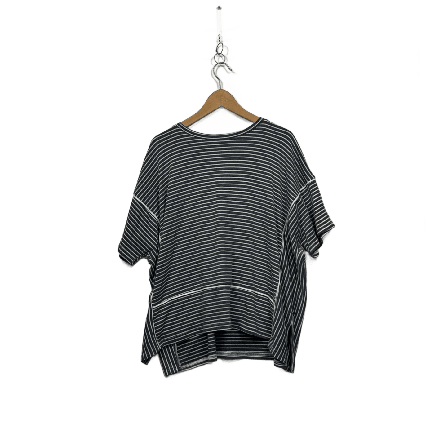 Eb&ive Navy White Short Sleeve Striped Kaftan Tunic Top One Size