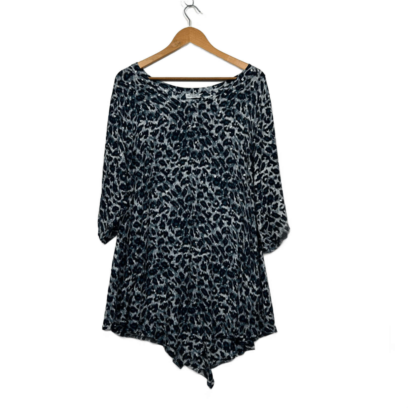 Tree Of Life Blue Animal Print Tunic Top One Size