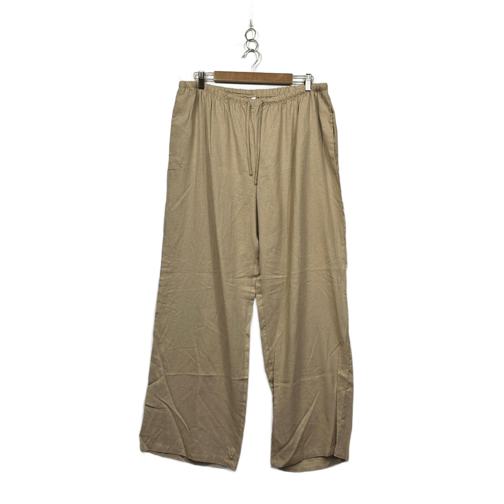 &me Women’s Size 16 Beige Wide Leg Trousers Lightweight Pull-on Linen Blend