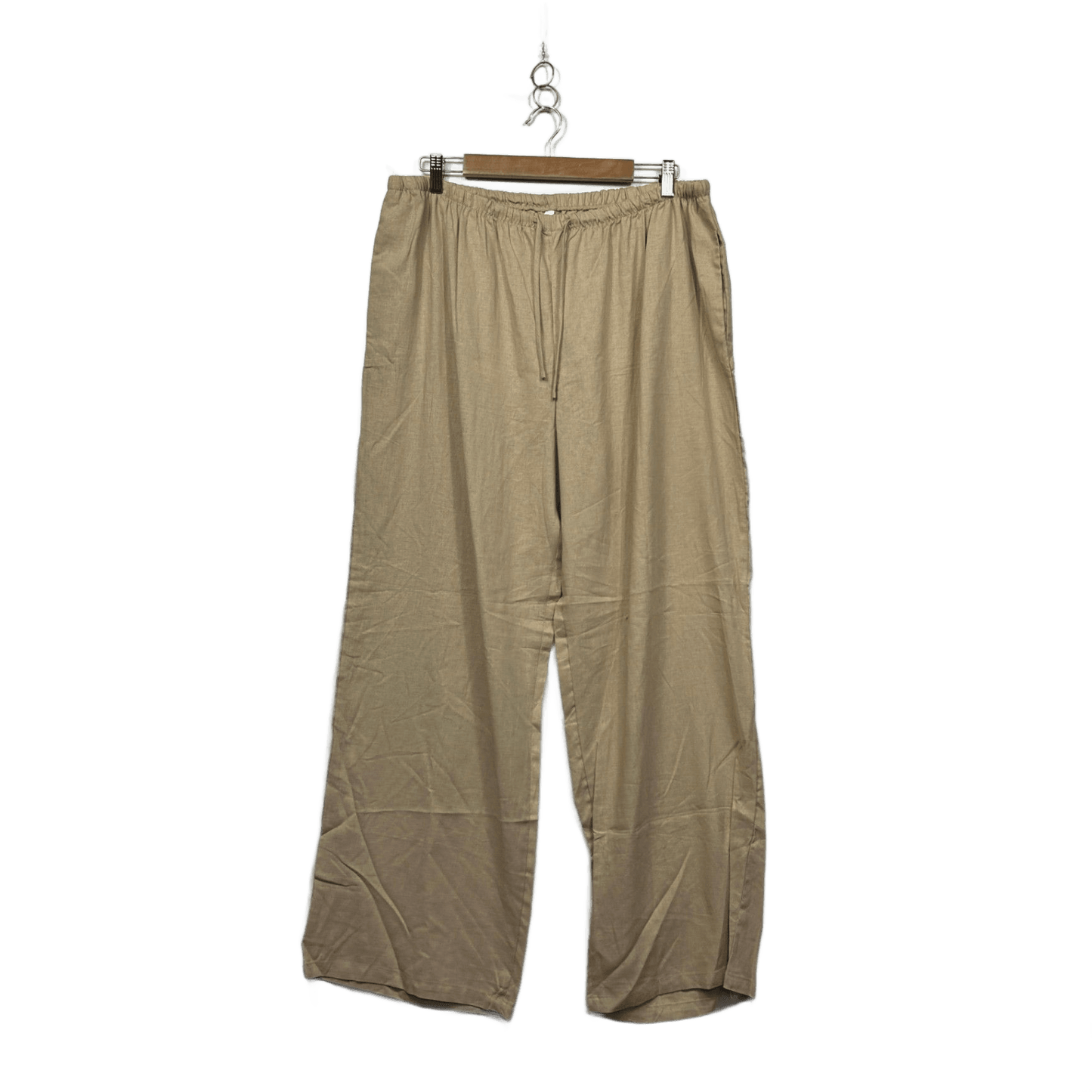 &me Women’s Size 16 Beige Wide Leg Trousers Lightweight Pull-on Linen Blend
