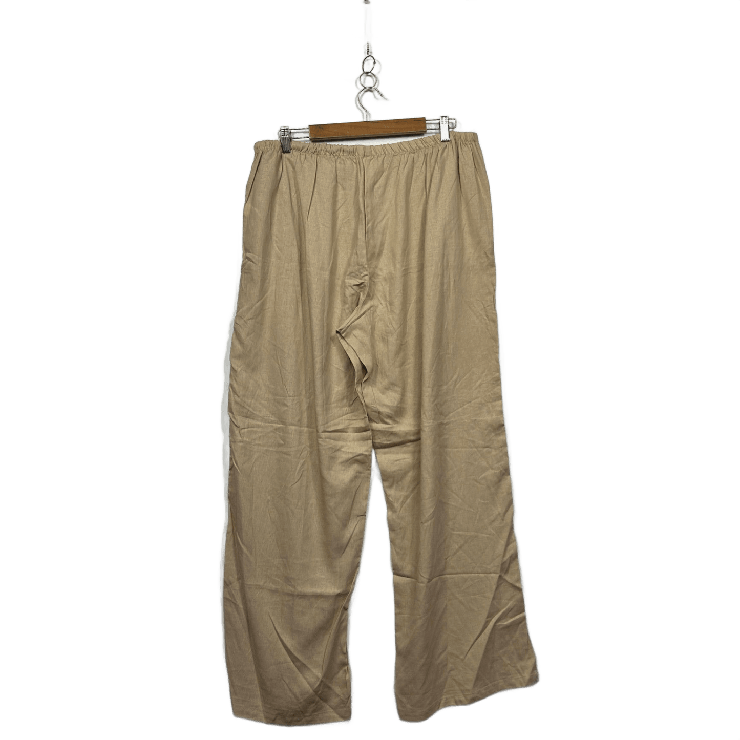 &me Women’s Size 16 Beige Wide Leg Trousers Lightweight Pull-on Linen Blend
