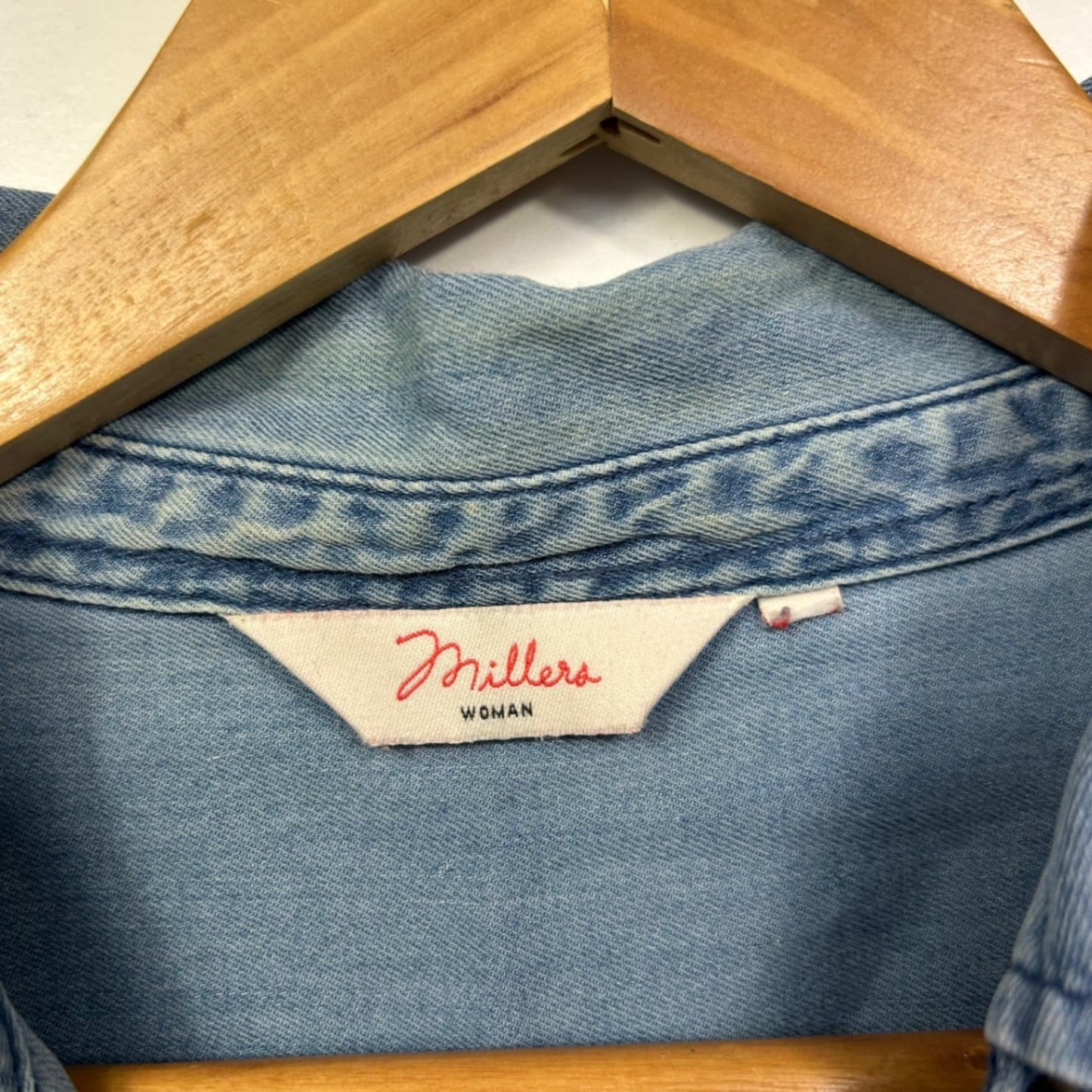 Millers Chambray Roll Tab Sleeve Button-up Blouse Top Size 14-16?