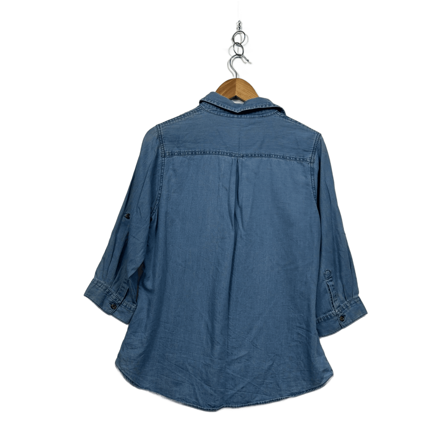 Millers Chambray Roll Tab Sleeve Button-up Blouse Top Size 14-16?